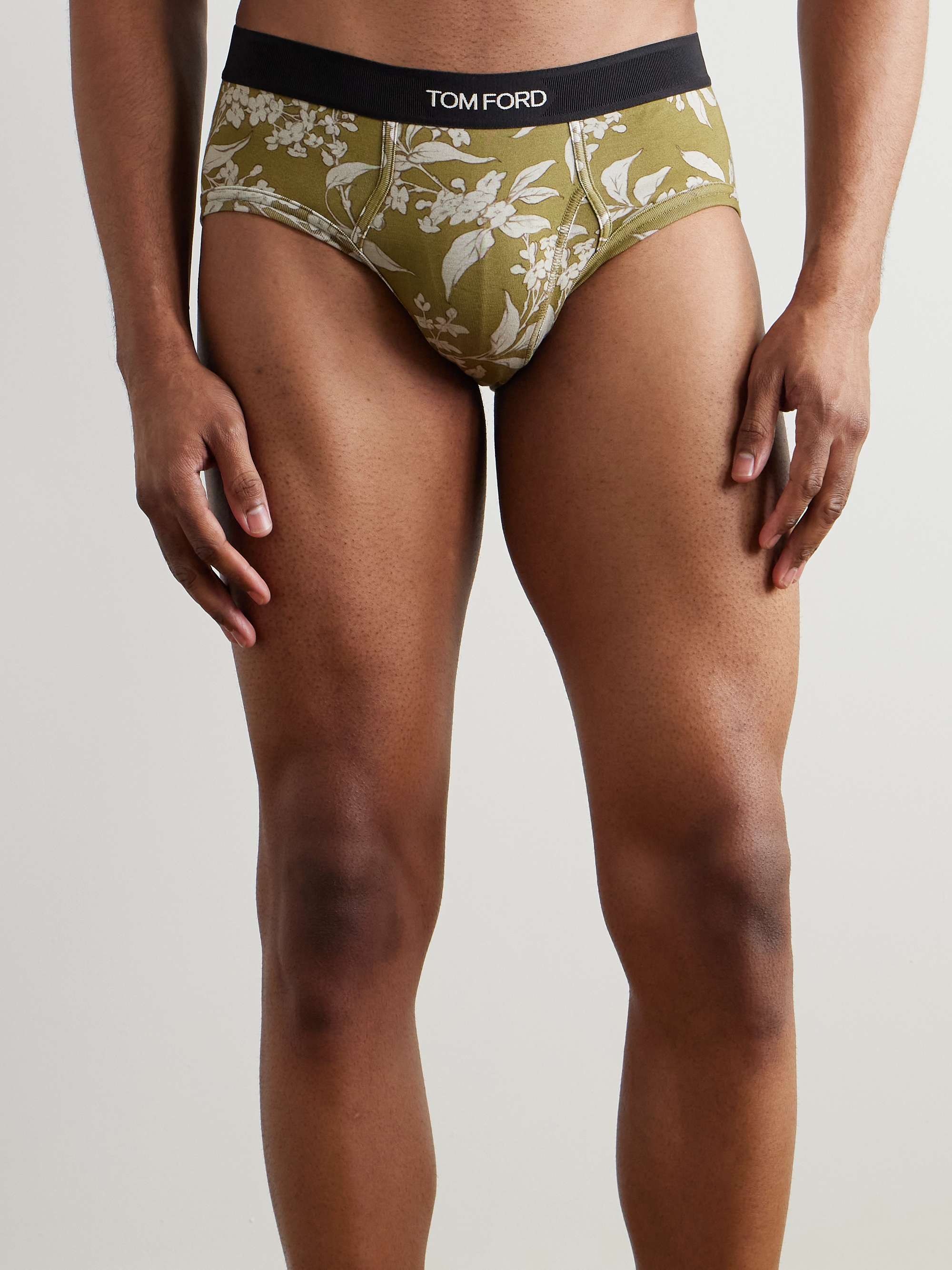 Floral-Print Stretch-Cotton Briefs view