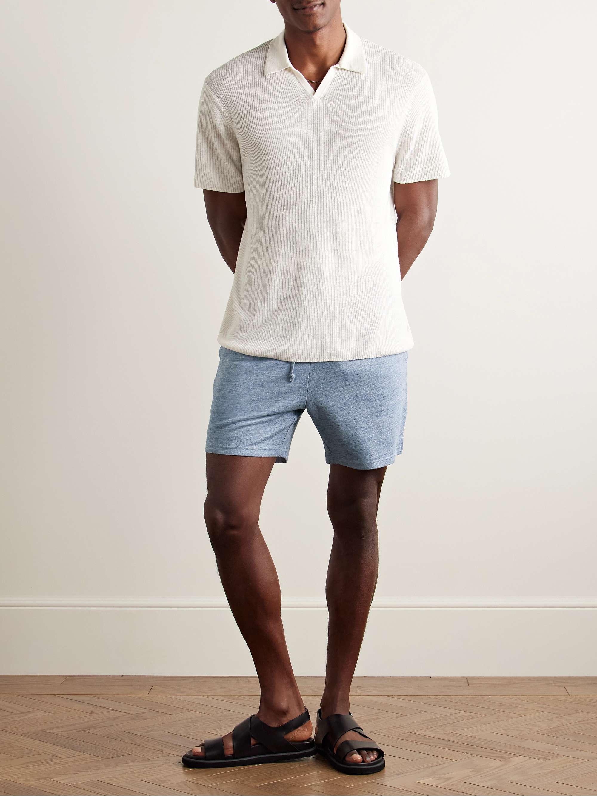 Slim-Fit Straight-Leg Linen and TENCEL™ Lyocell-Blend Drawstring Shorts view