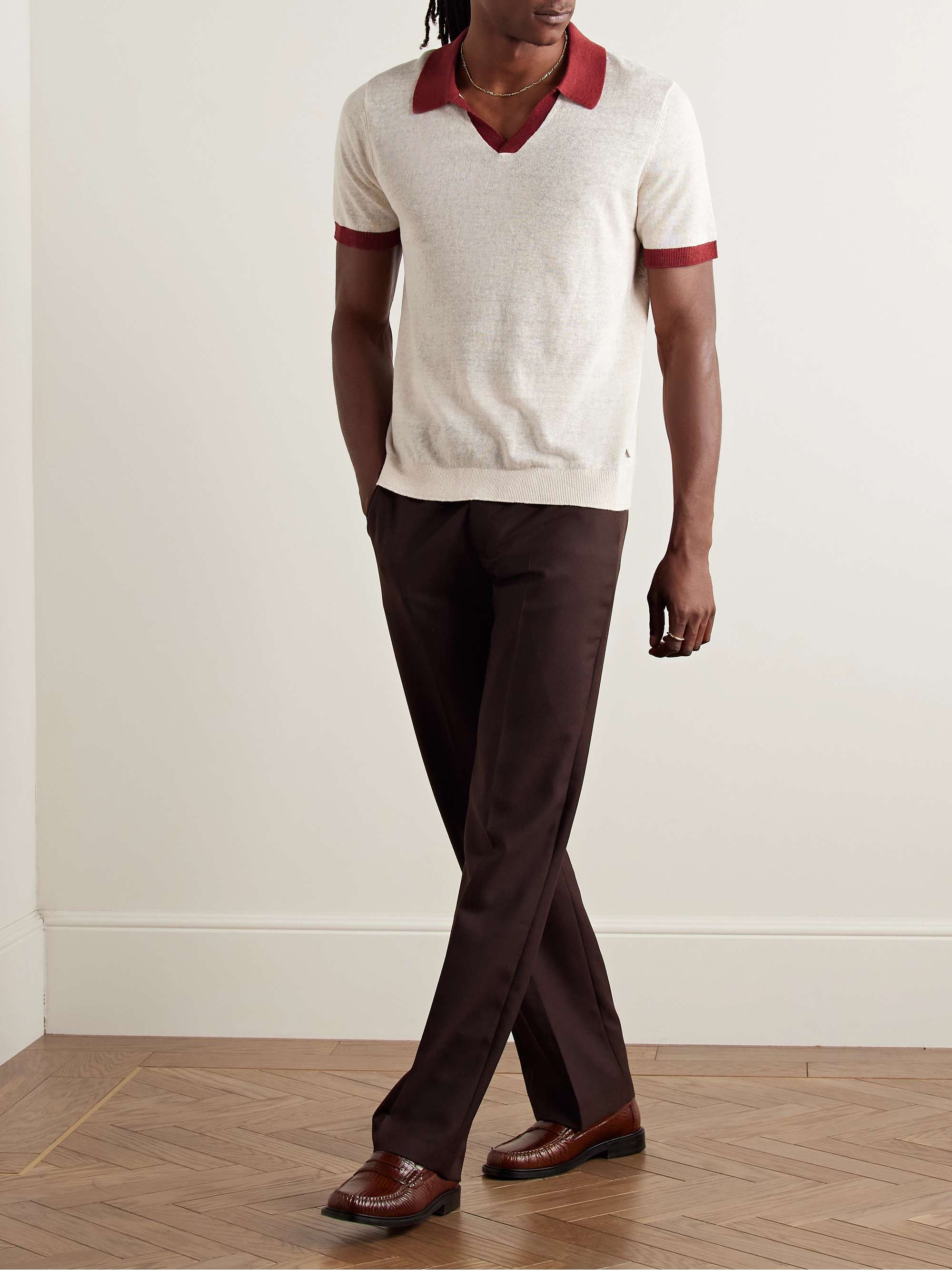 Johnny Two-Tone Linen Polo Shirt view