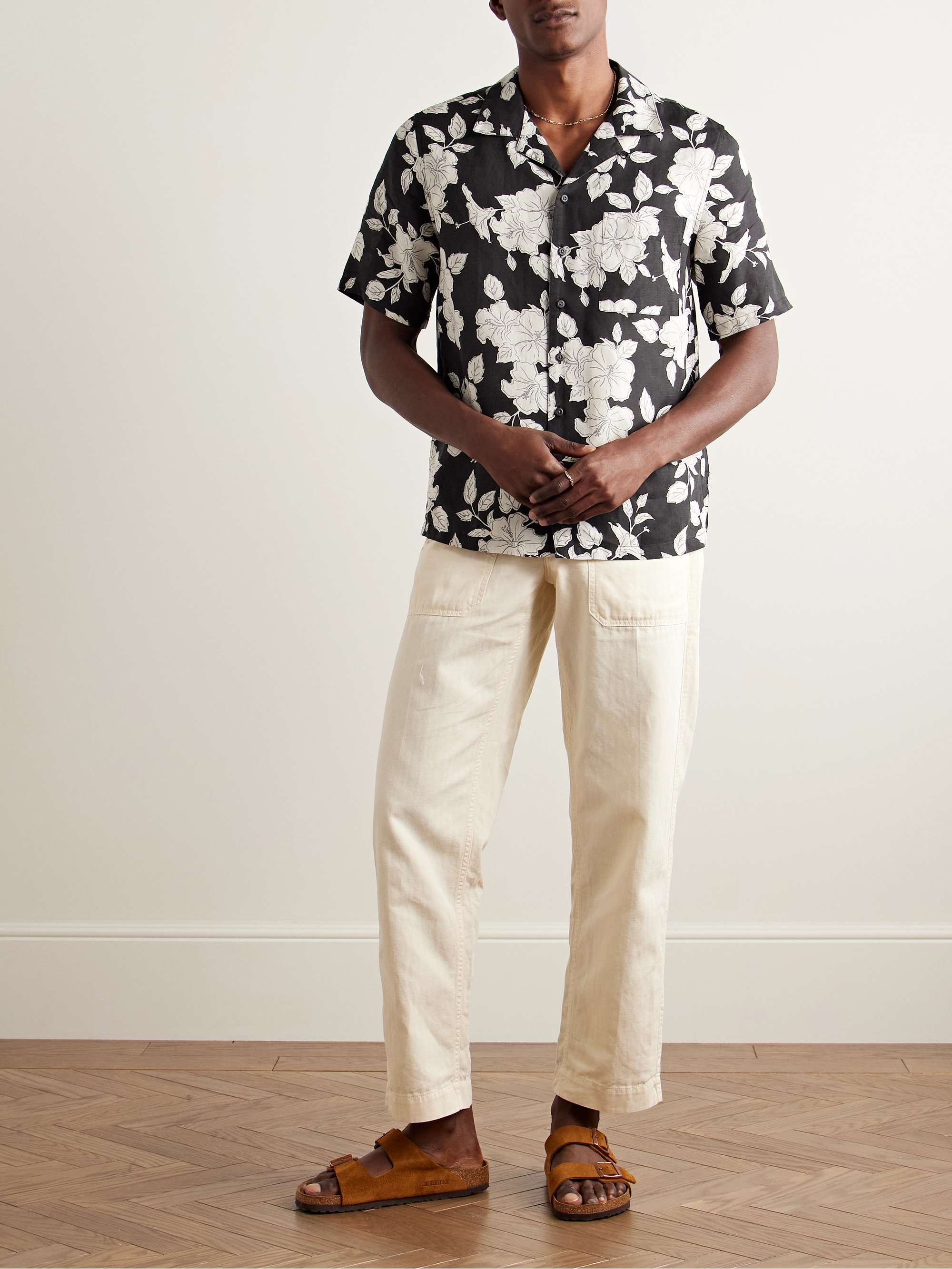 Air Convertible-Collar Floral-Print Linen and Lyocell-Blend Shirt view