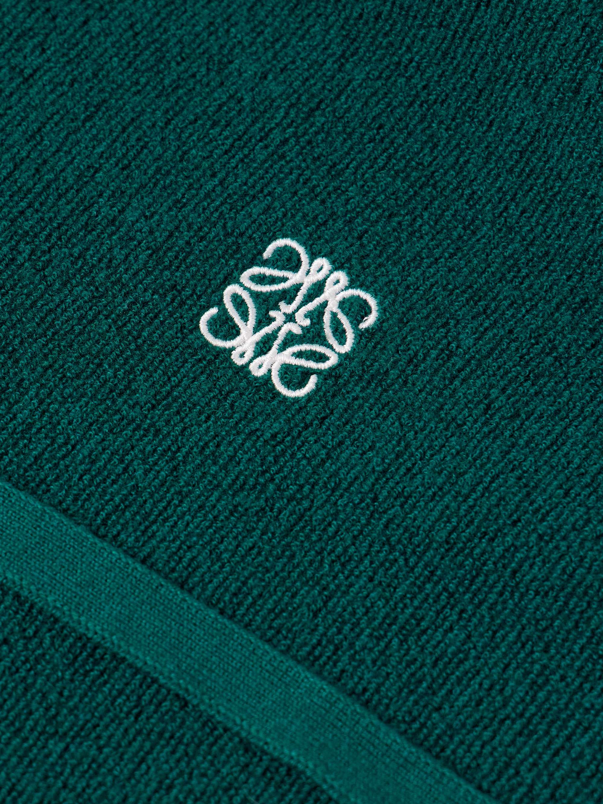 Logo-Embroidered Wool-Terry Hoodie view