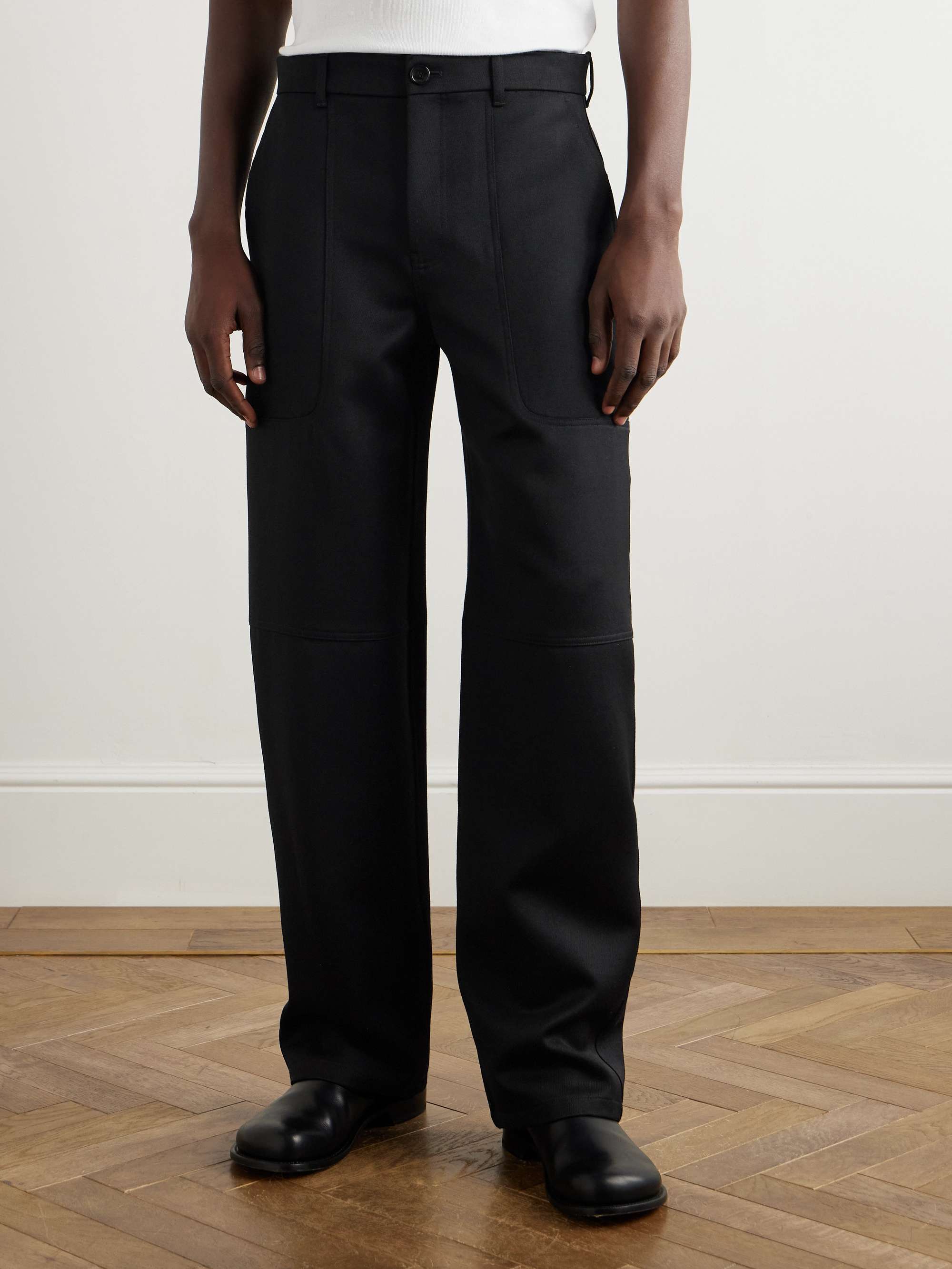 Straight-Leg Panelled Wool-Twill Cargo Trousers view