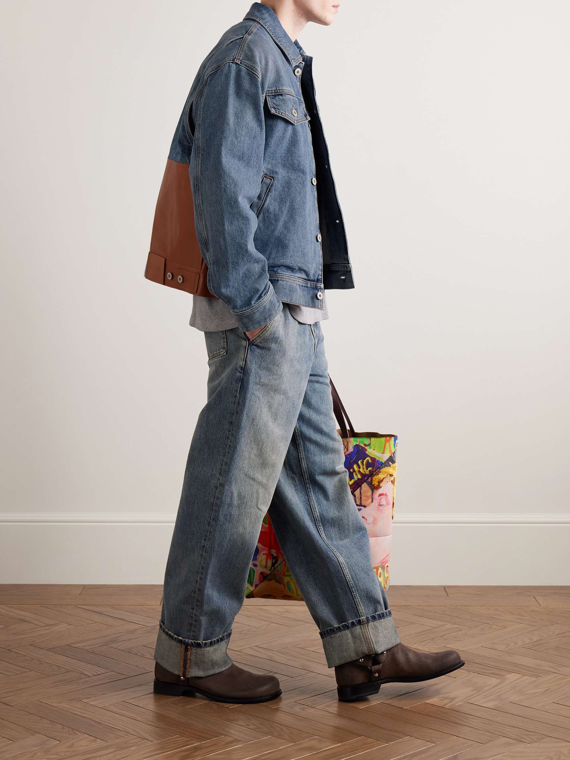 Leather-Panelled Denim Jacket view