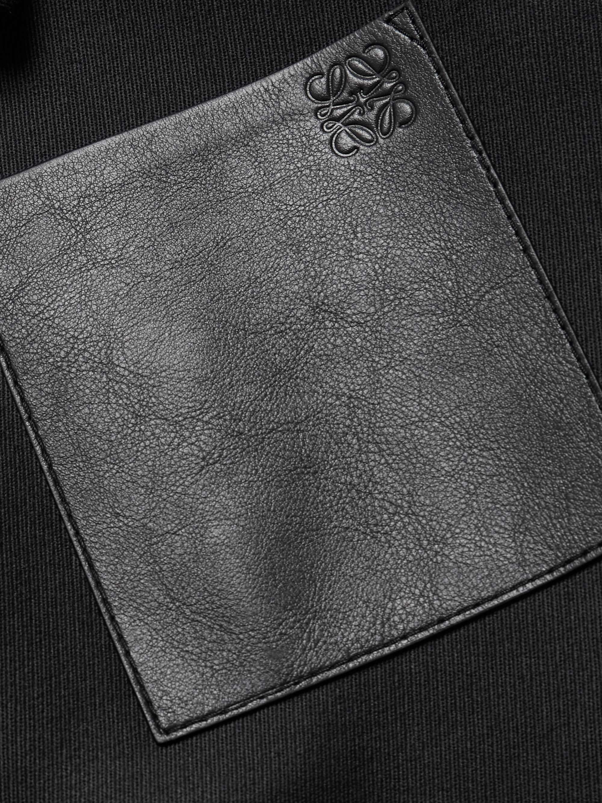 Leather-Trimmed Wool-Twill Jacket view