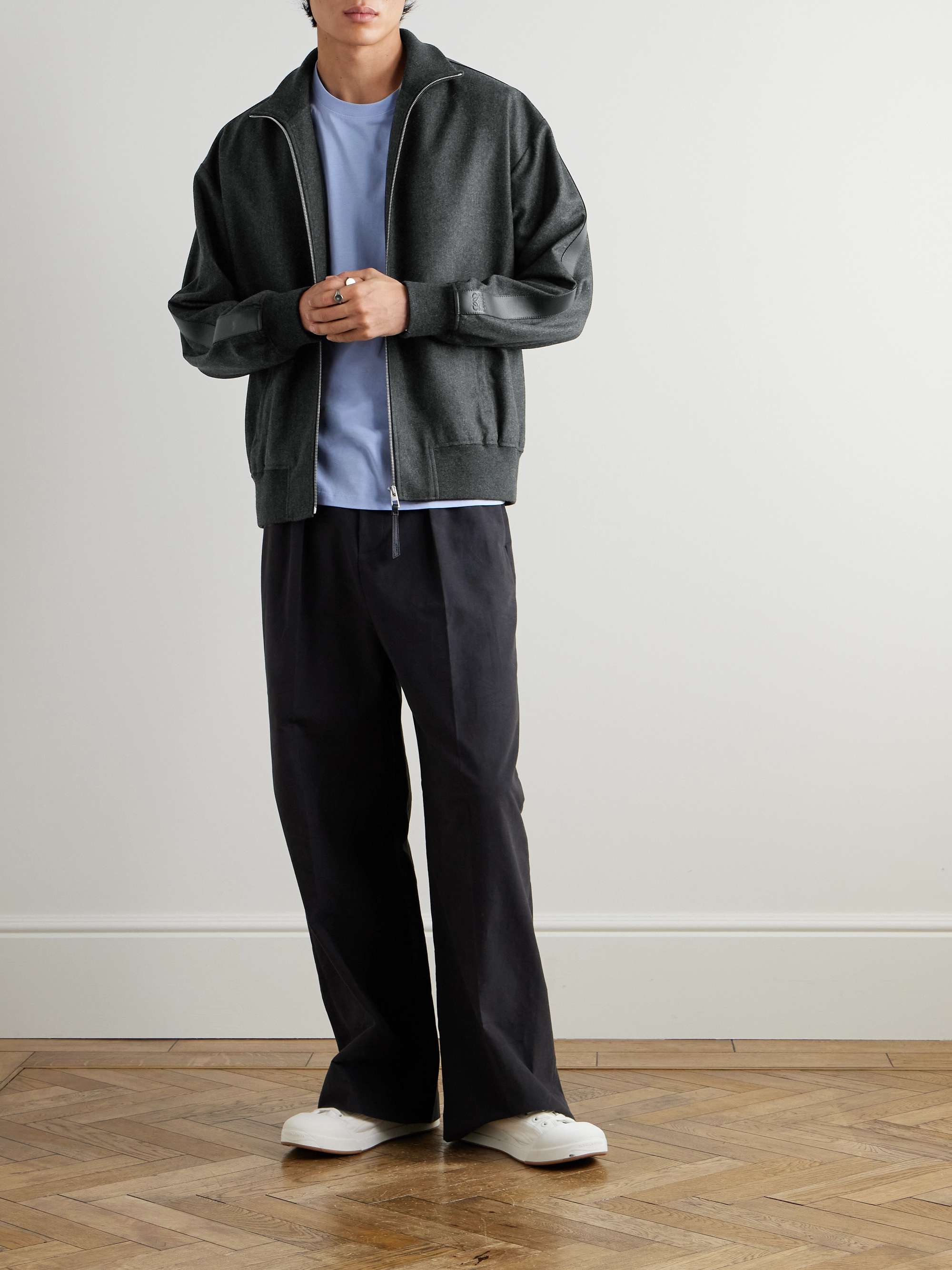 Wool and Cashmere-Blend Flannel Bomber Jacket view