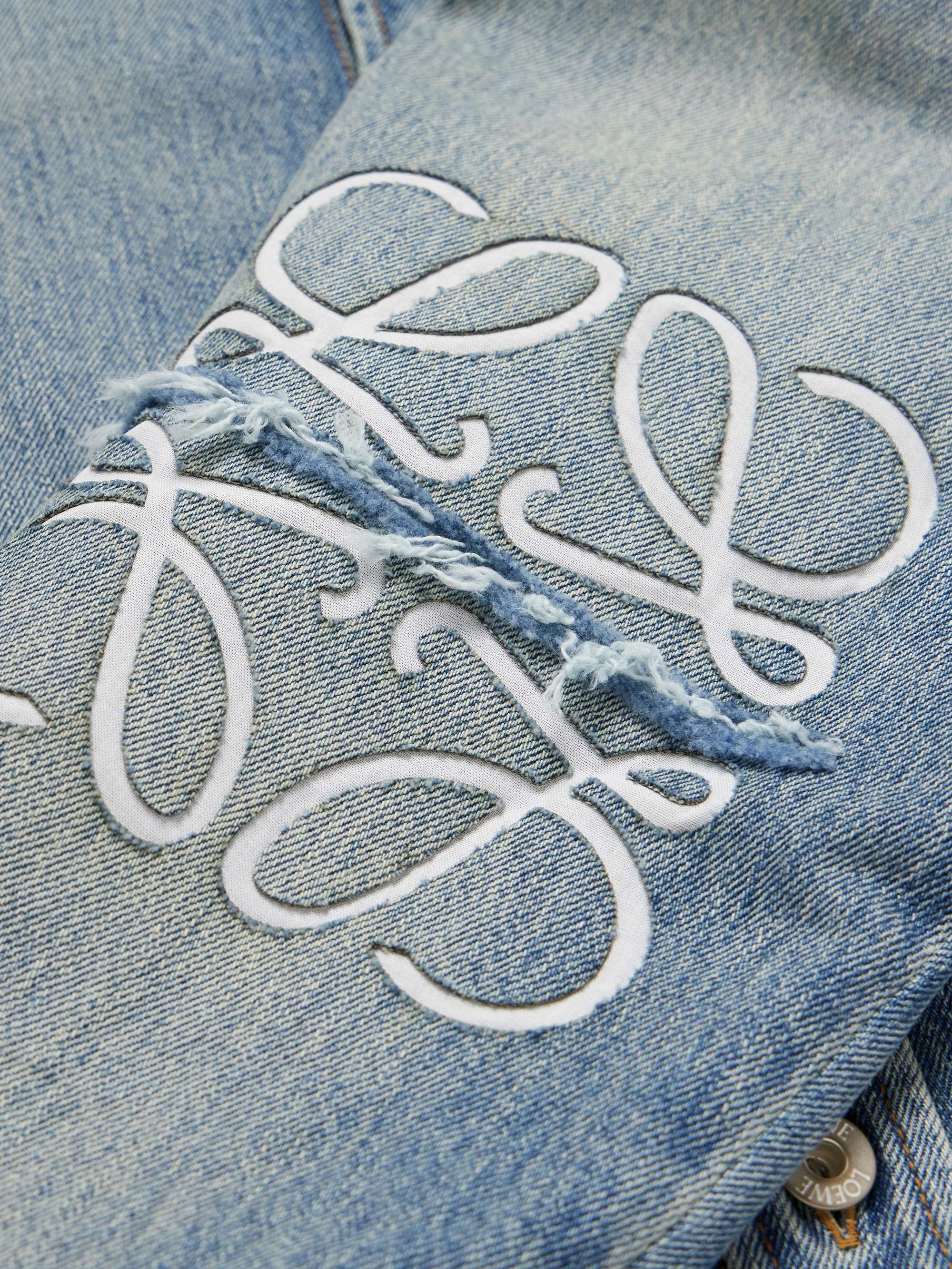 Logo-Embroidered Distressed Denim Overshirt view