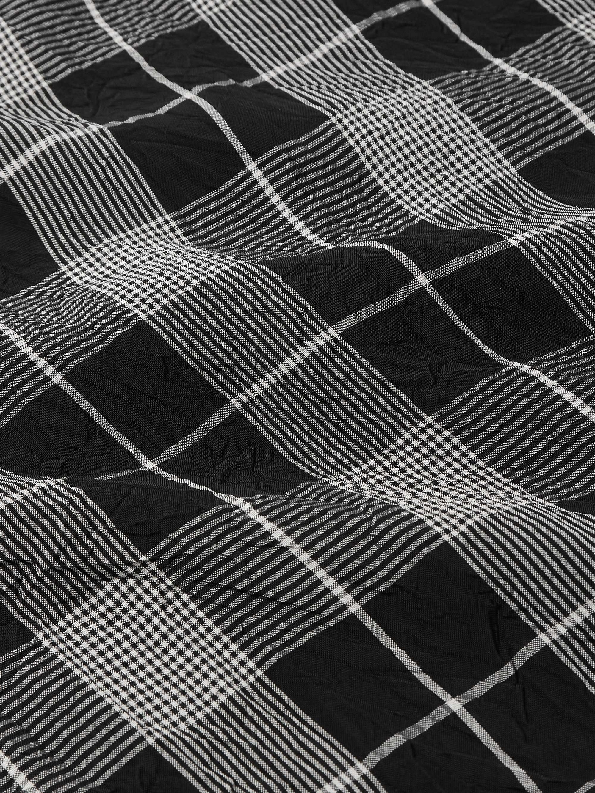 Camp-Collar Checked Crinkled-Twill Shirt view
