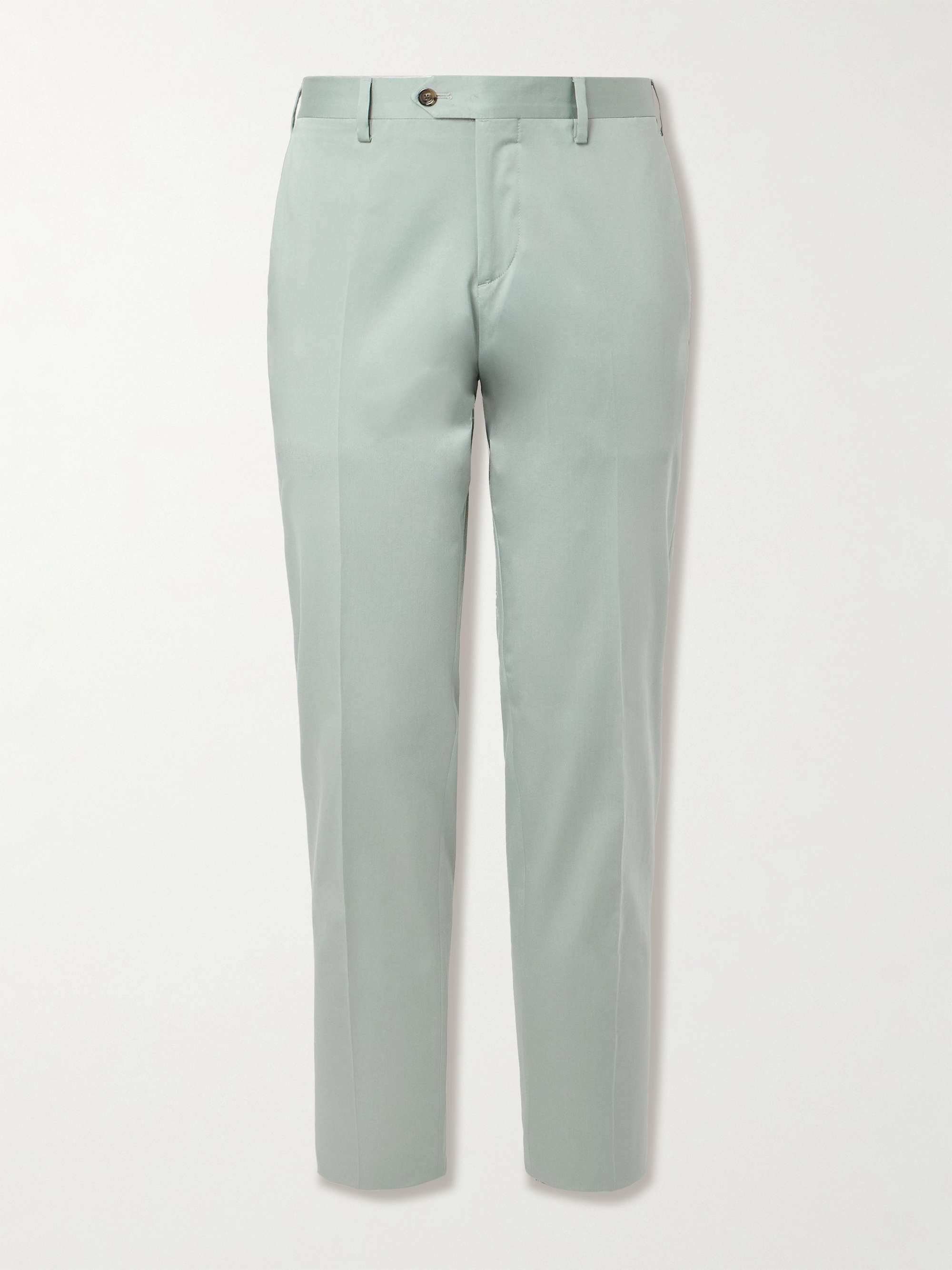 Straight-Leg Cotton-Blend Satin Suit Trousers view