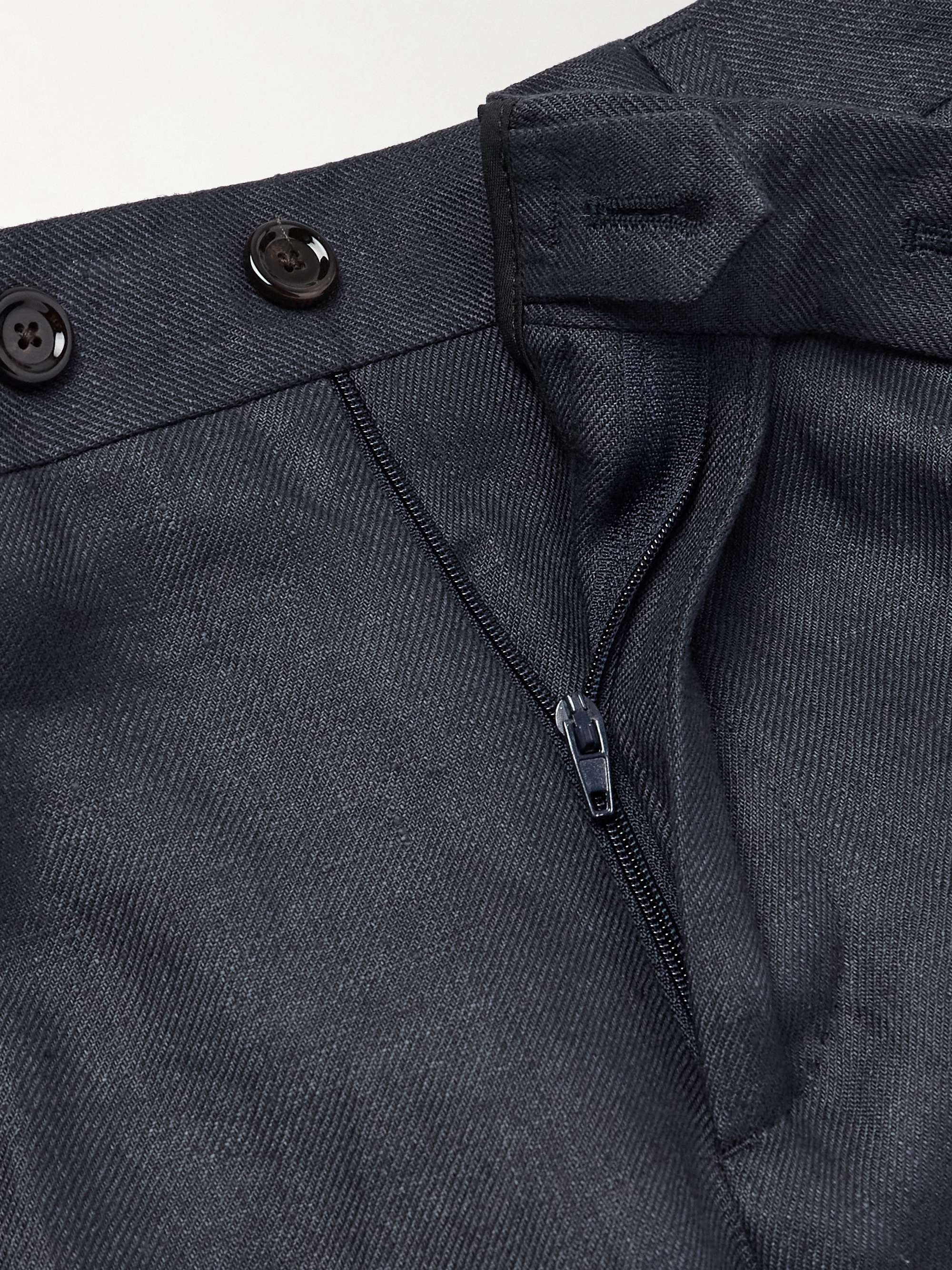 Soho Straight-Leg Pleated Linen-Twill Suit Trousers view
