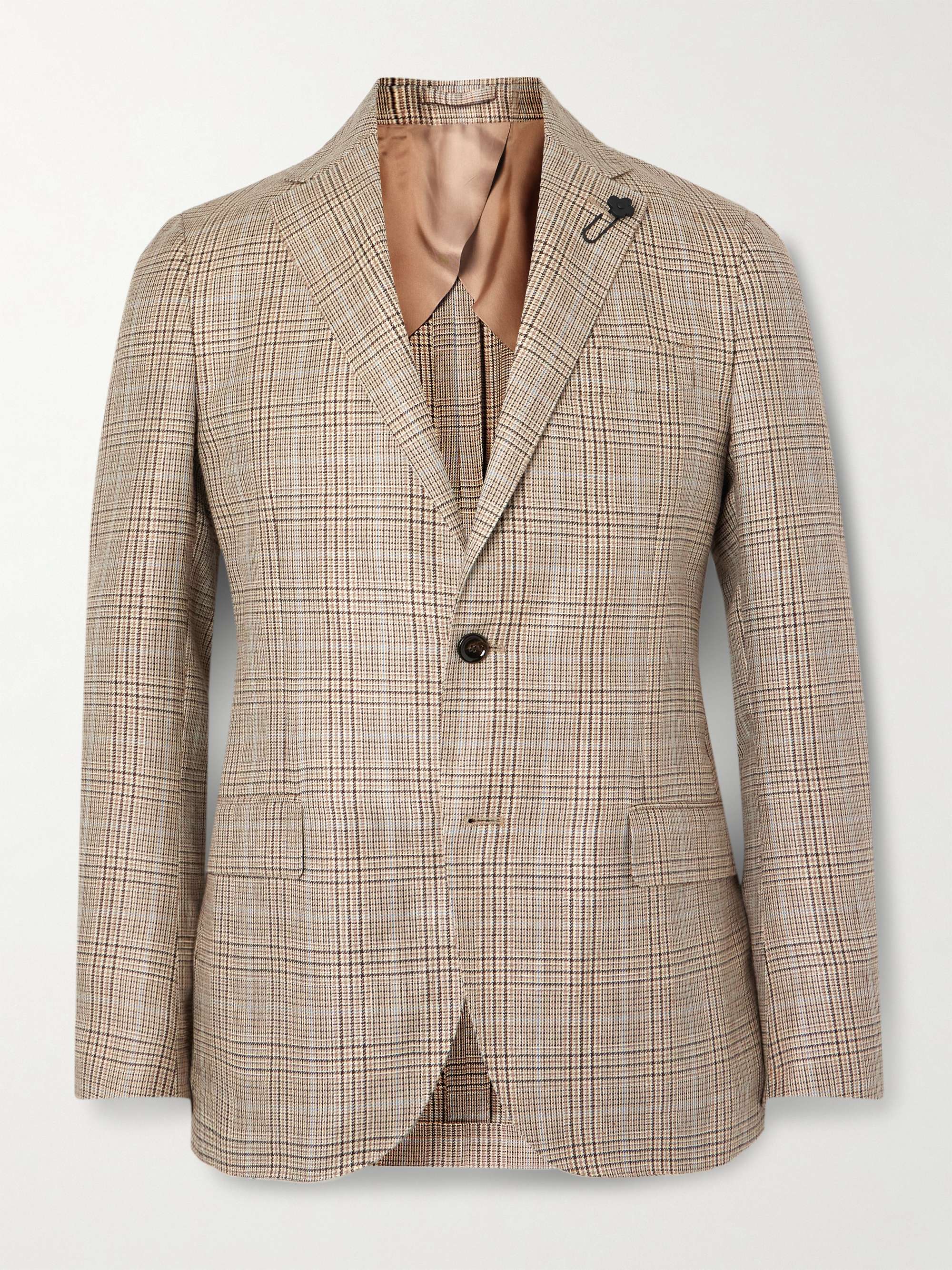 Prince of Wales Checked Wool and Linen-Blend Blazer view