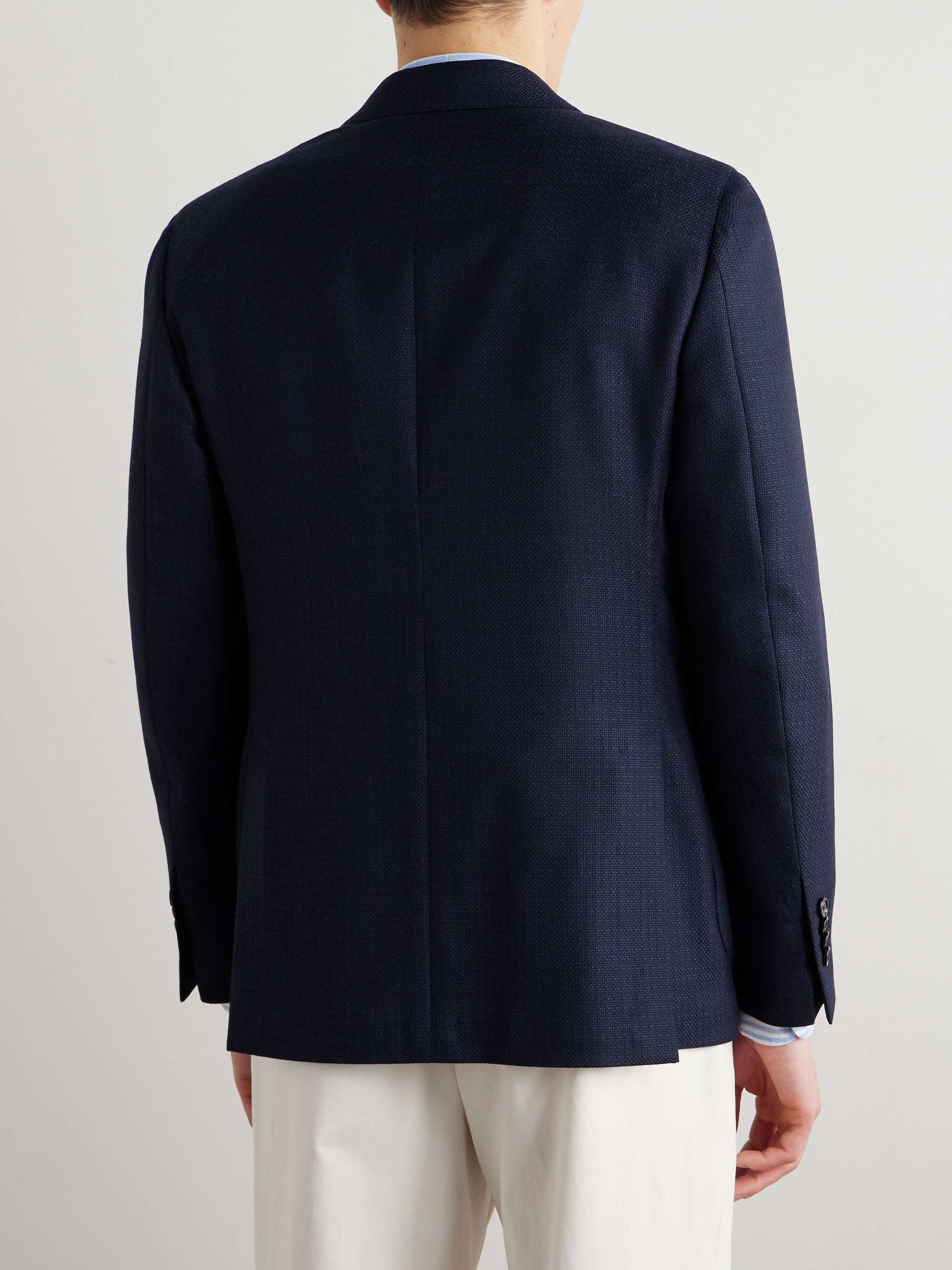 Double-Breasted Wool and Cotton-Blend Blazer view