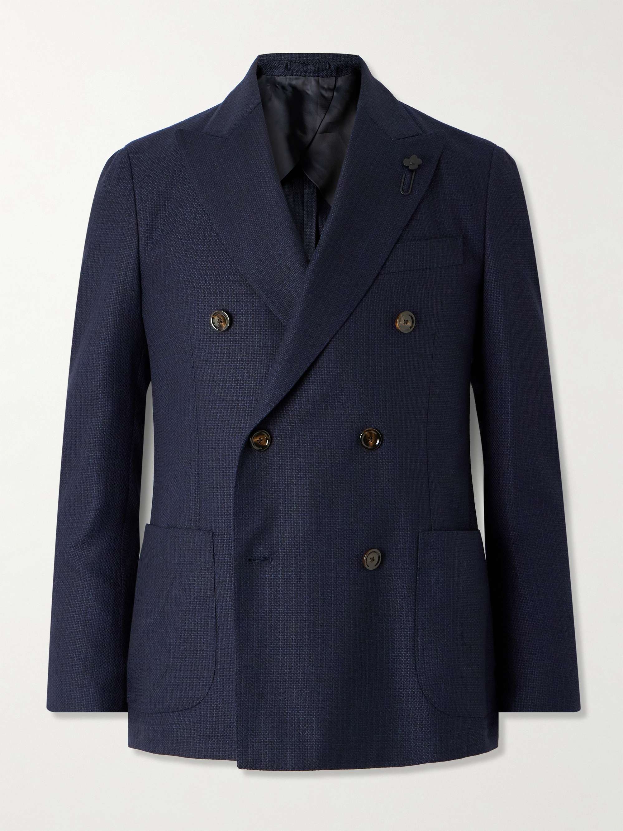 Double-Breasted Wool and Cotton-Blend Blazer view