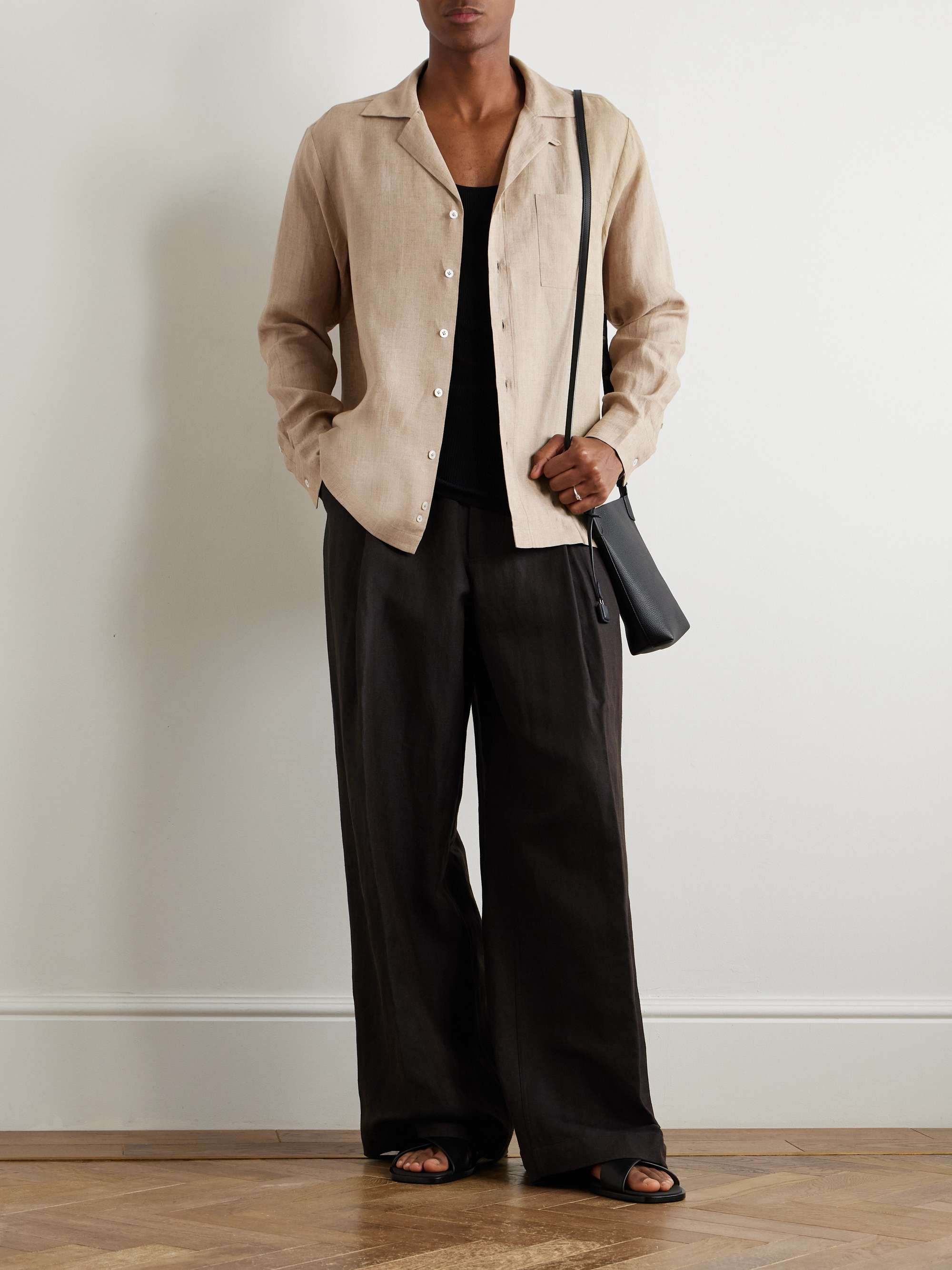 Paul Convertible-Collar Linen Shirt view