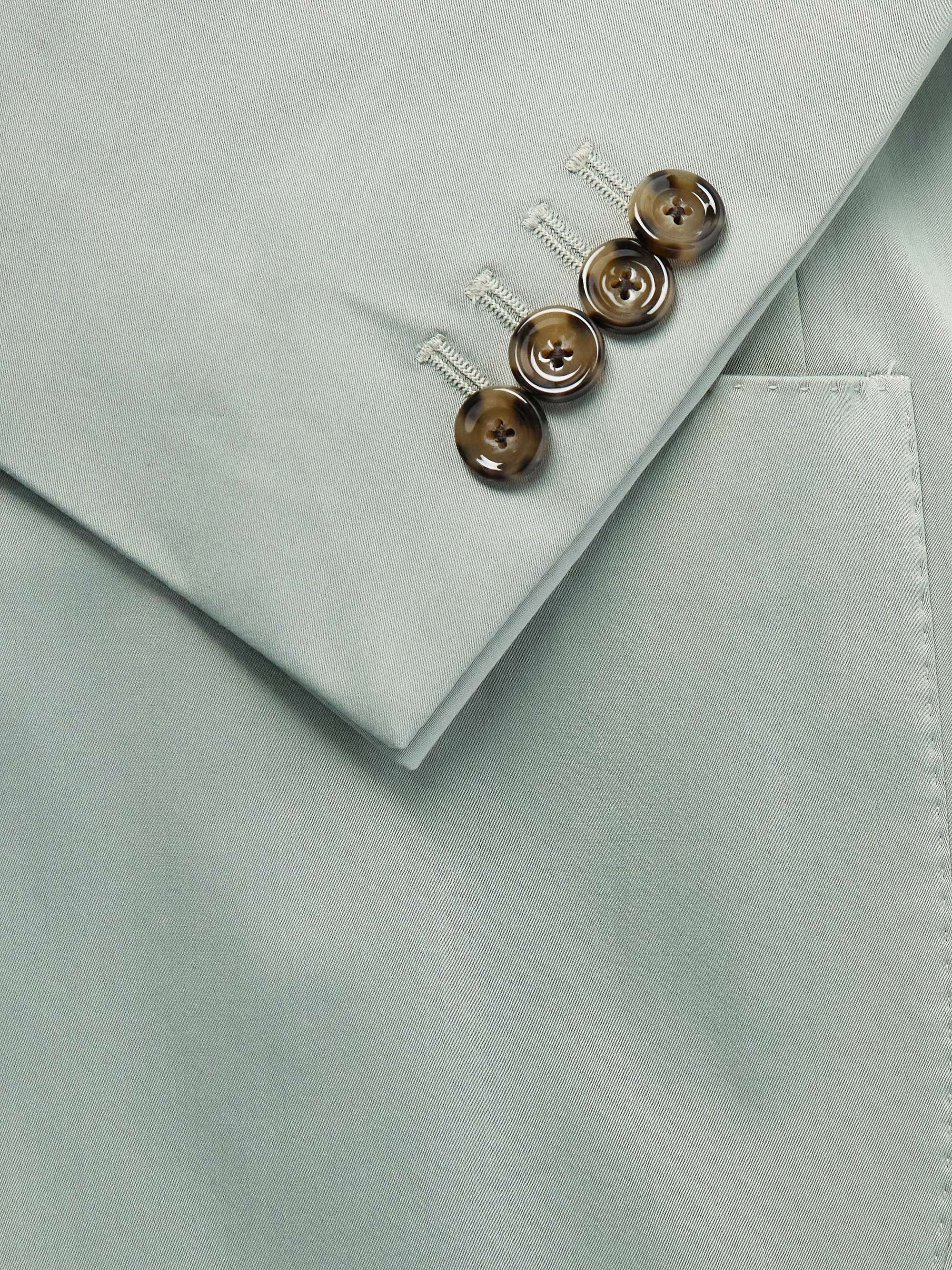 Double-Breasted Cotton-Blend Satin Suit Jacket view