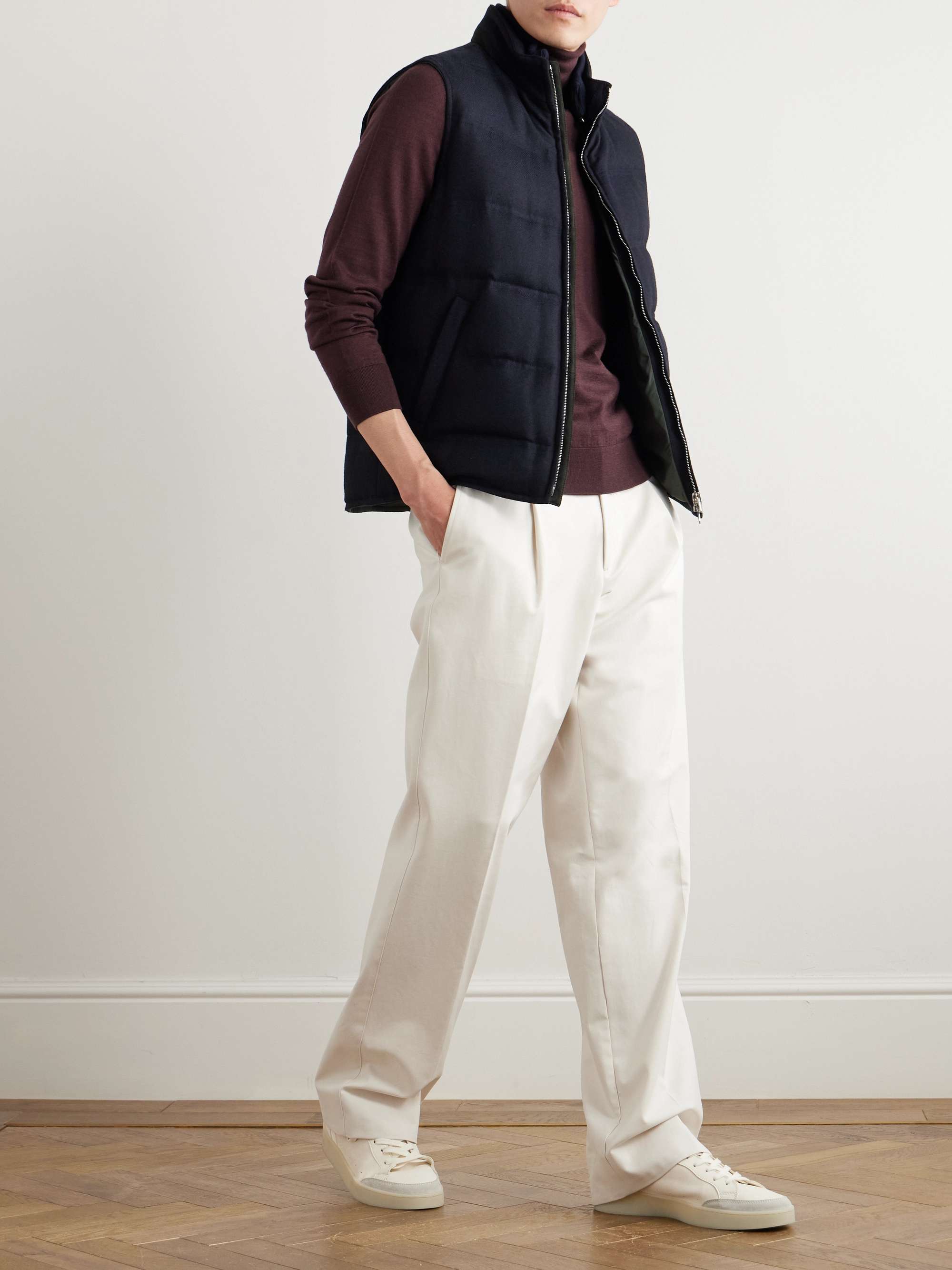 Suede-Trimmed Quilted Wool and Cashmere-Blend Down Gilet view