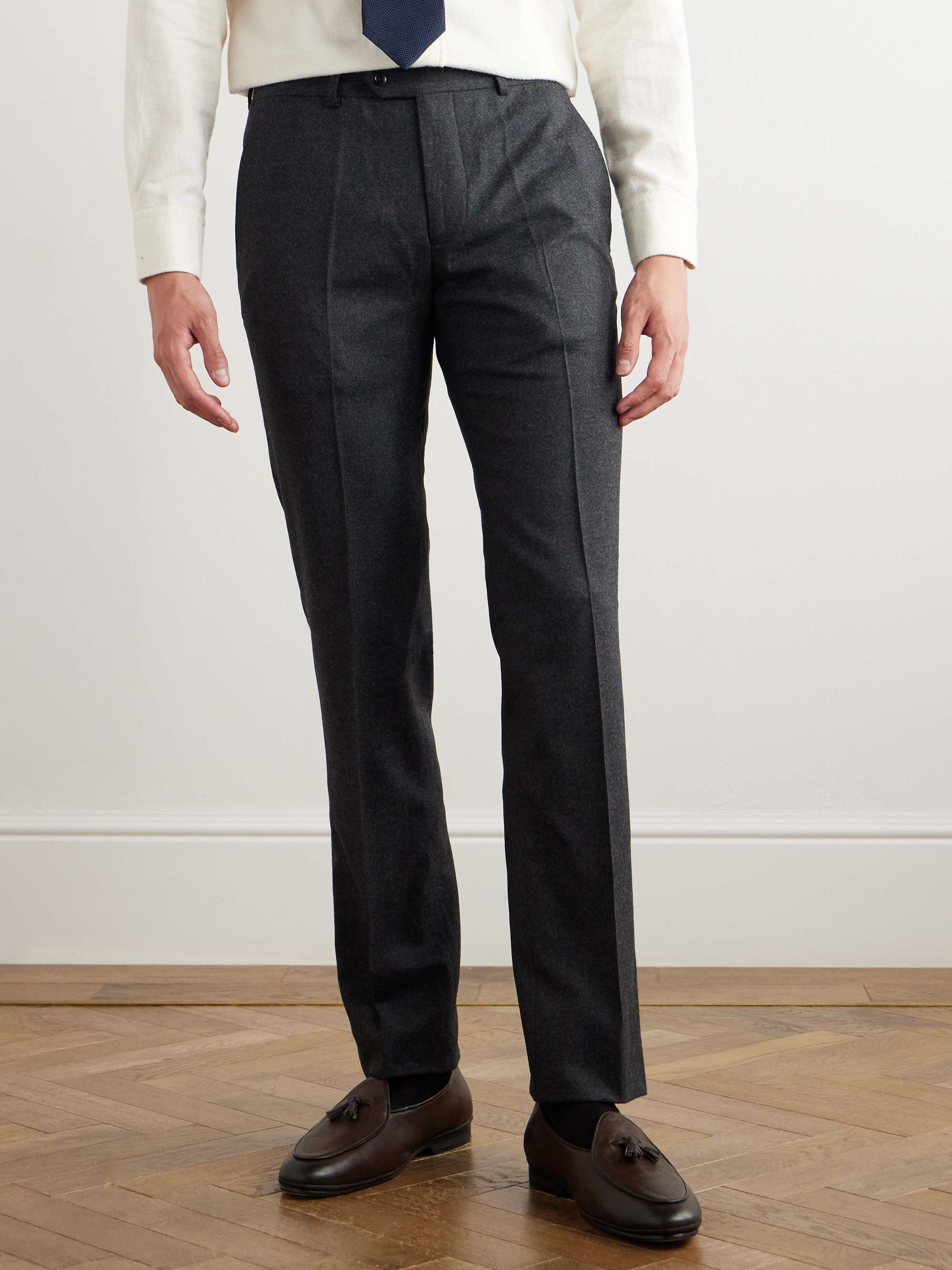 Luca Slim-Fit Tapered Wool-Flannel Trousers view