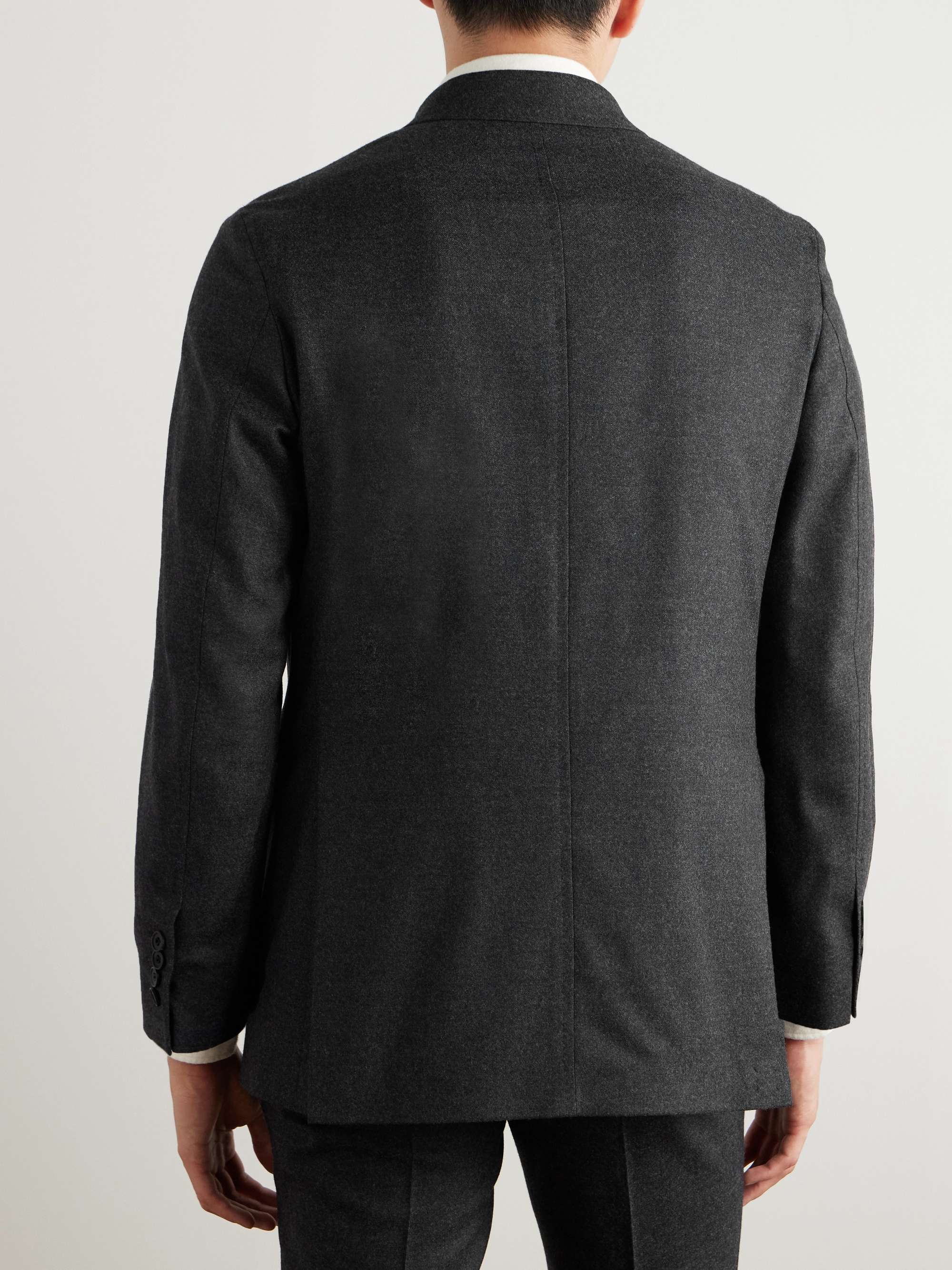 Slim-Fit Double-Breasted Wool-Flannel Suit Jacket view