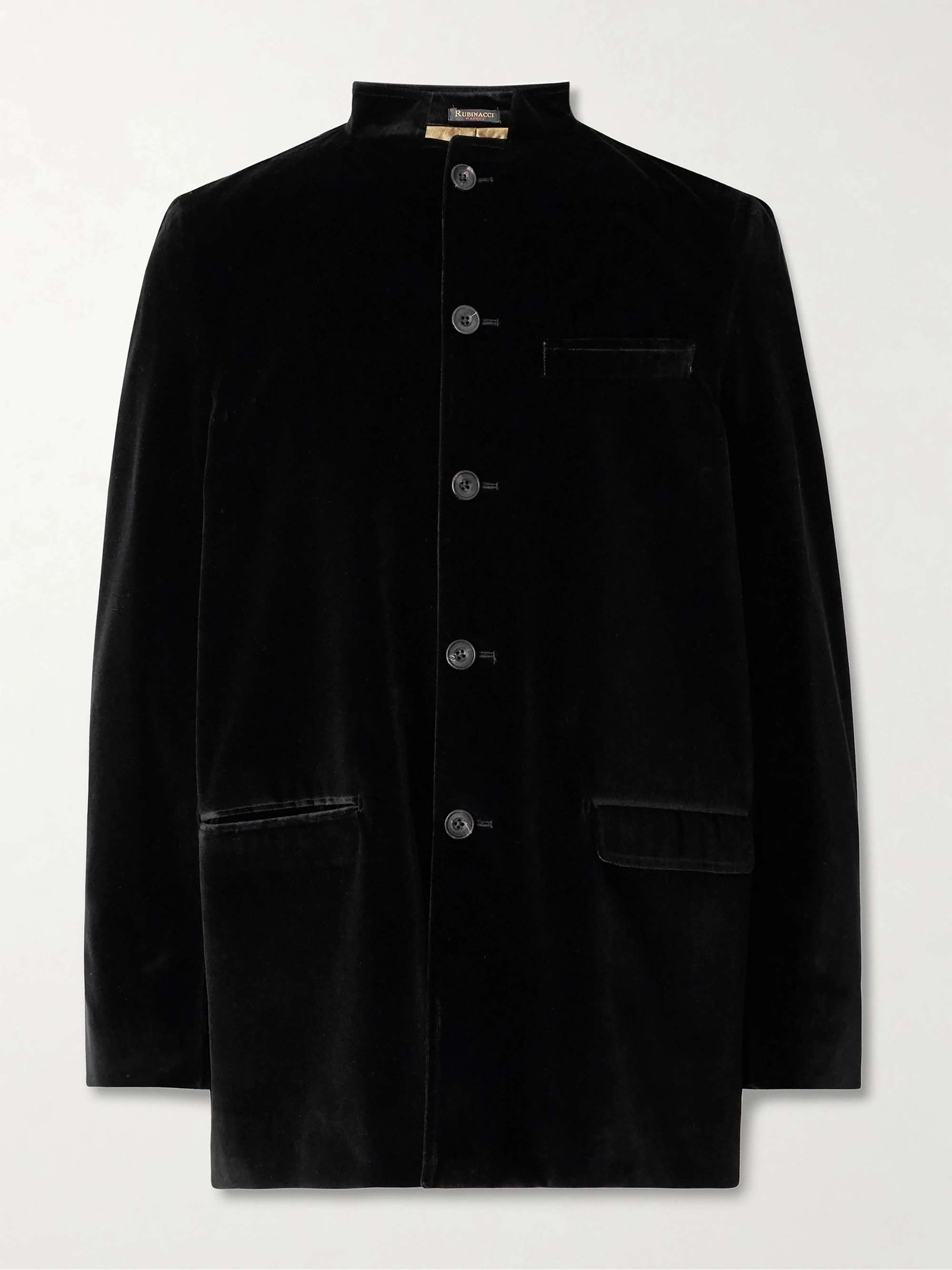 Nehru-Collar Cotton-Velvet Suit Jacket view