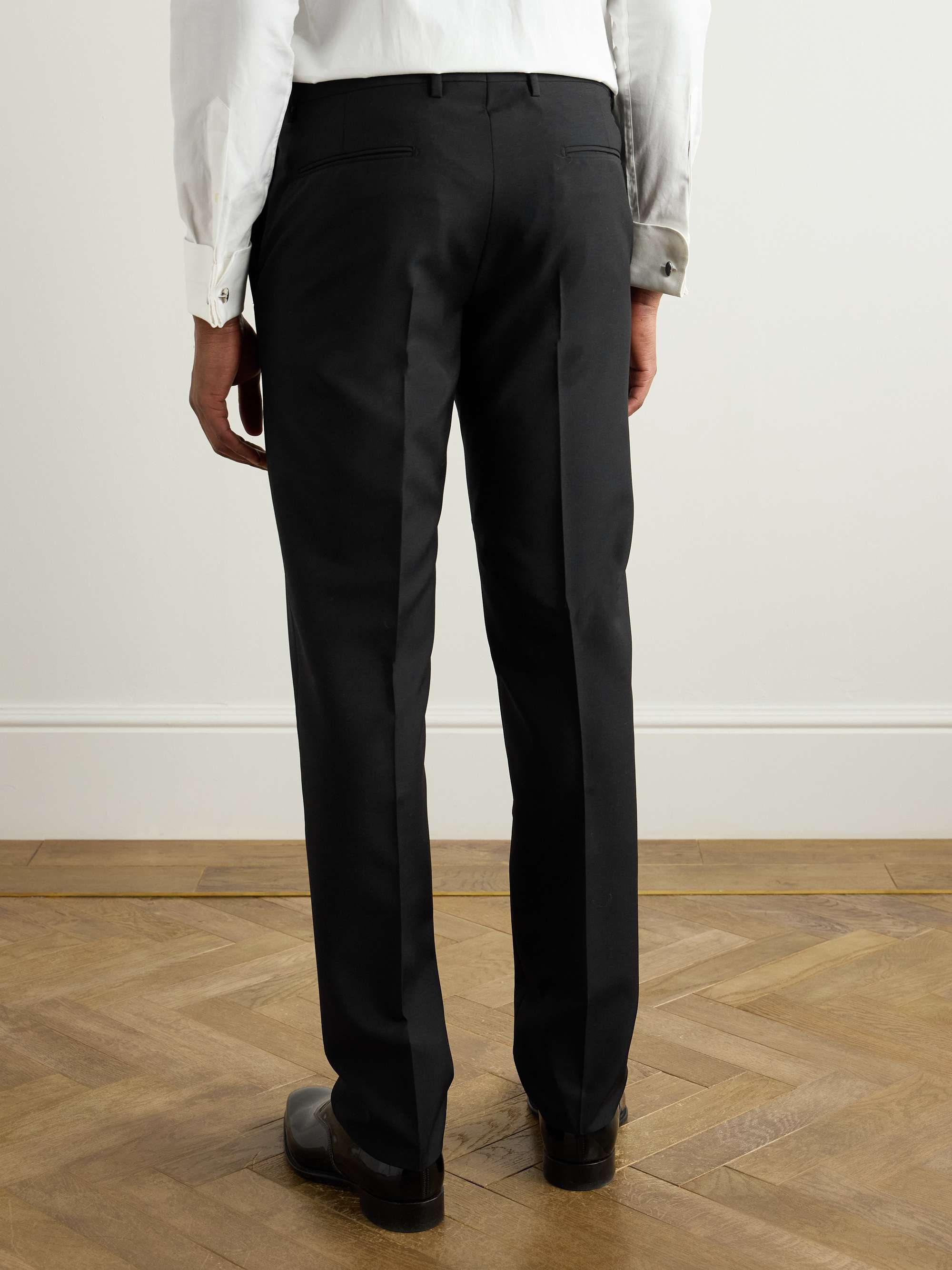 Tapered Wool and Mohair-Blend Tuxedo Trousers view