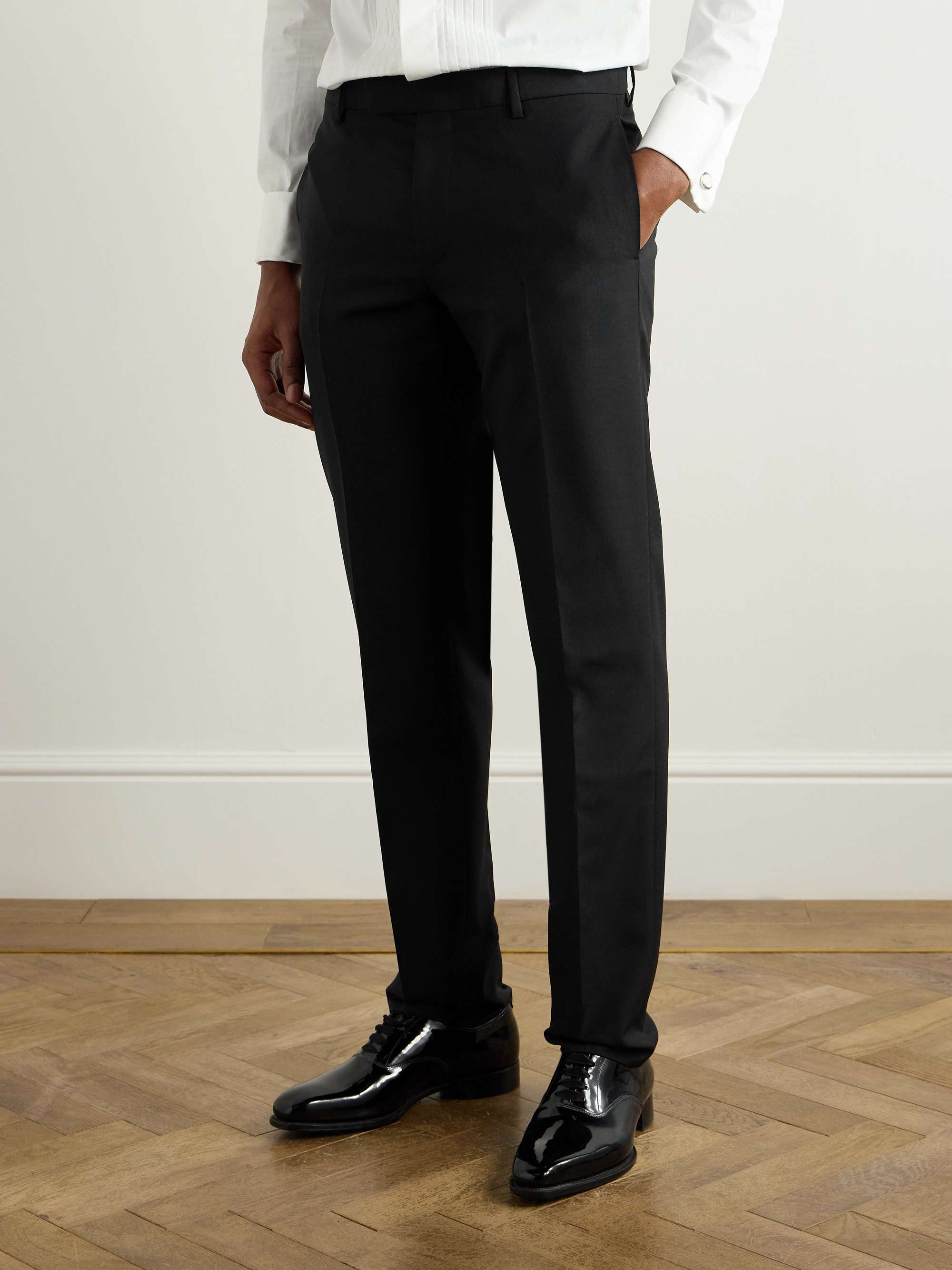 Tapered Wool and Mohair-Blend Tuxedo Trousers view