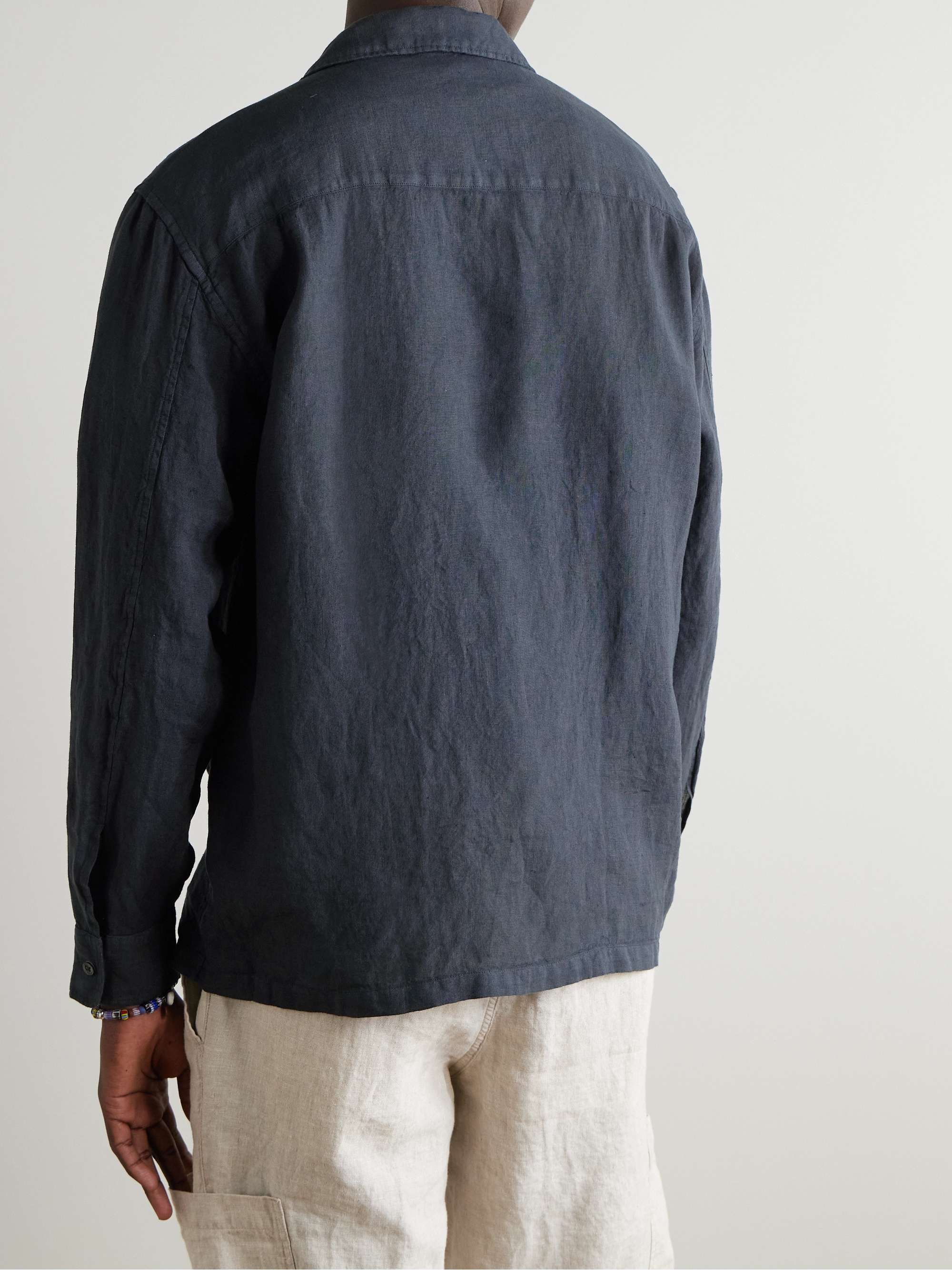 Eliot Camp-Collar Linen Shirt view
