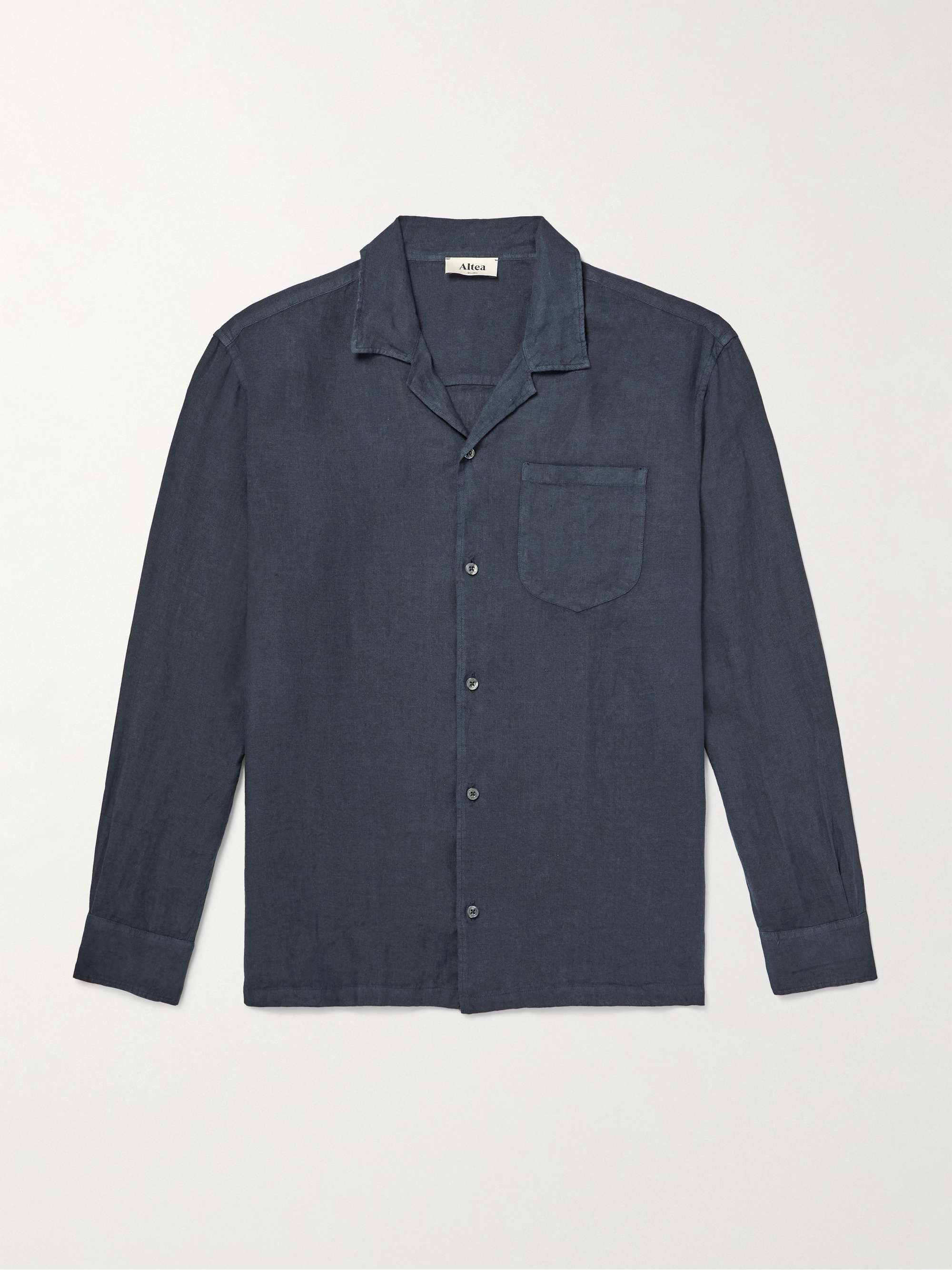 Eliot Camp-Collar Linen Shirt view