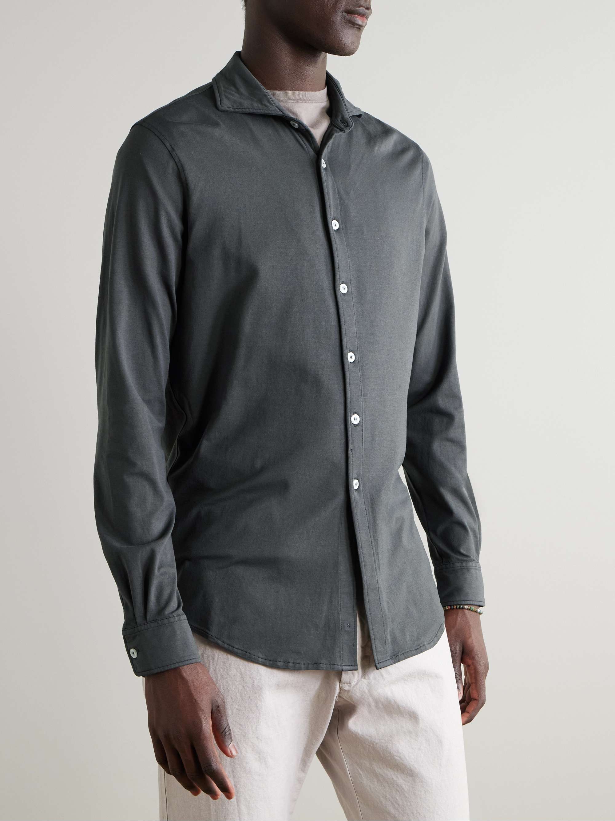 Palmer Cutaway-Collar Stretch-Cotton Jersey Shirt view