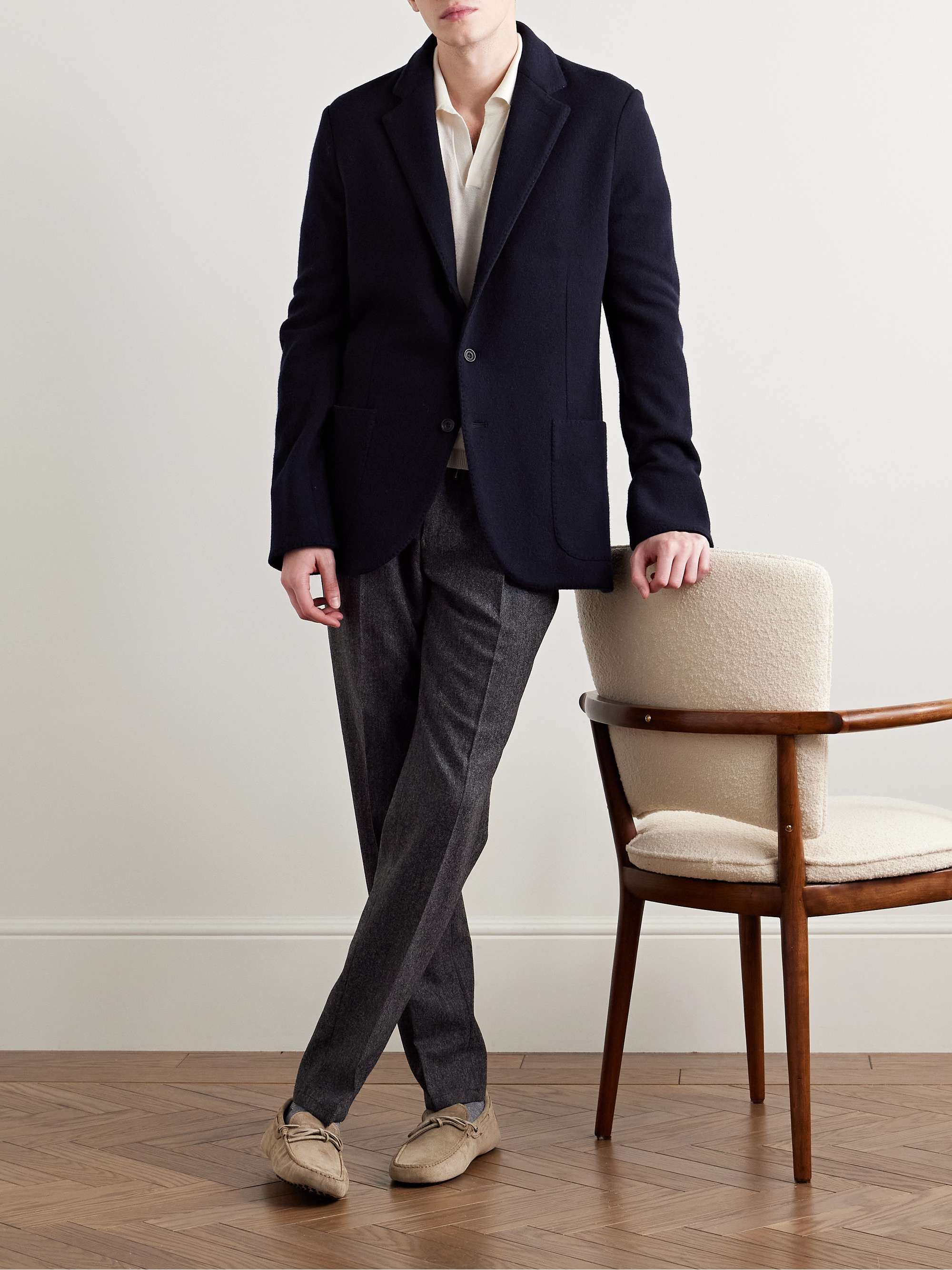 Unstructured Wool and Cashmere-Blend Blazer view