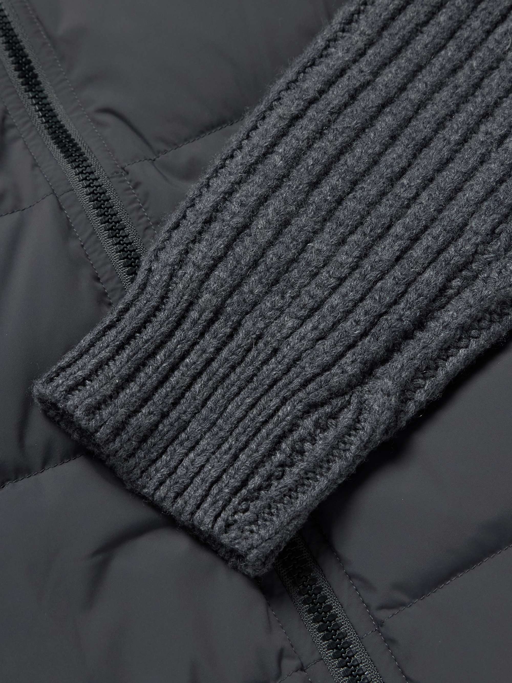 Ribbed-Knit and Quilted Shell Down Jacket view