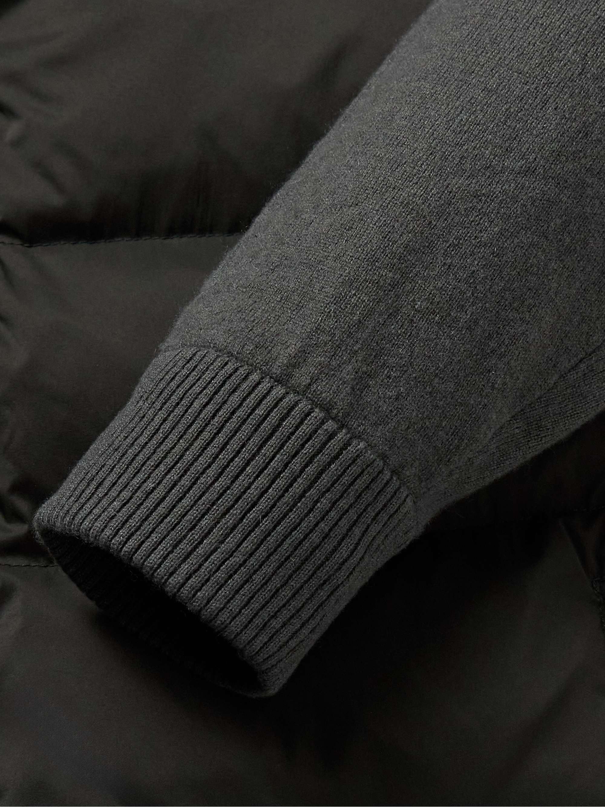 Colour-Block Panelled Wool and Cashmere-Blend and Quilted Shell Down Jacket view