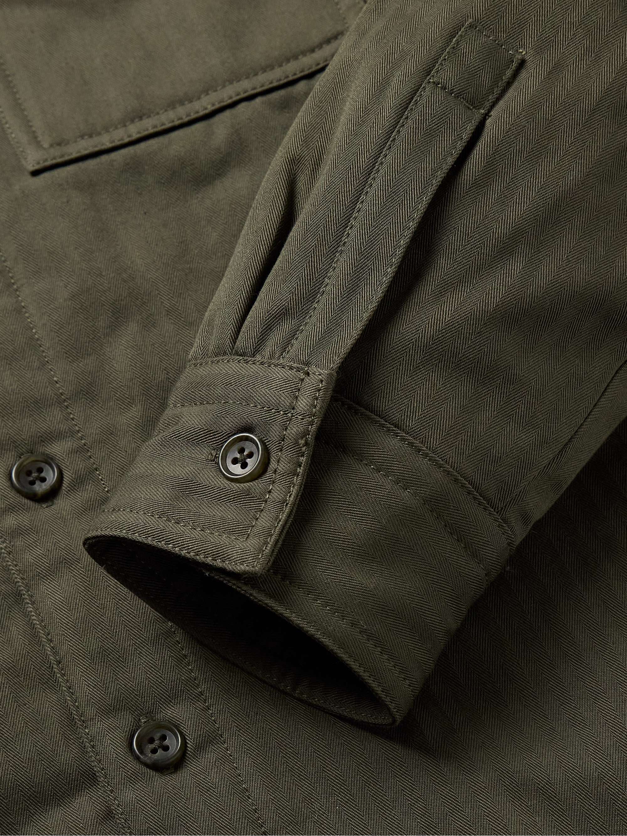 Padded Herringbone Cotton Overshirt view