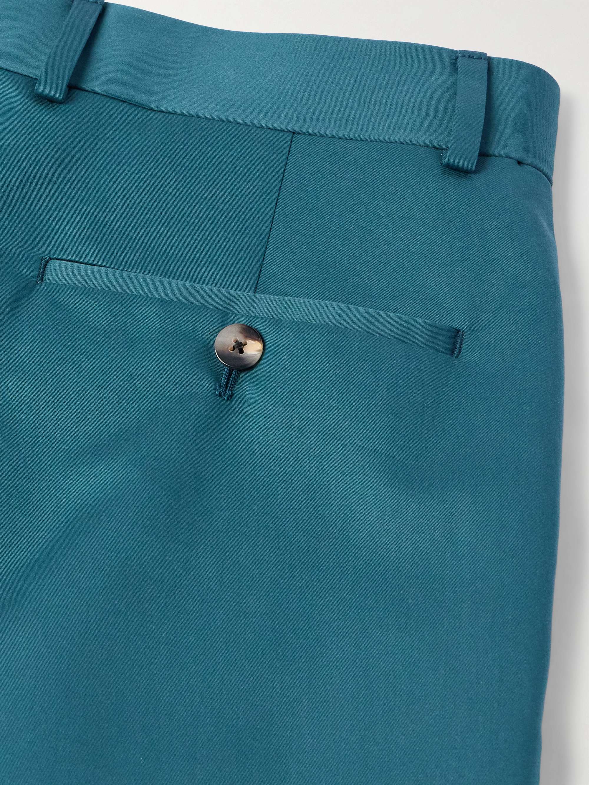 Slim-Fit Pleated Cotton and Silk-Blend Twill Trousers view