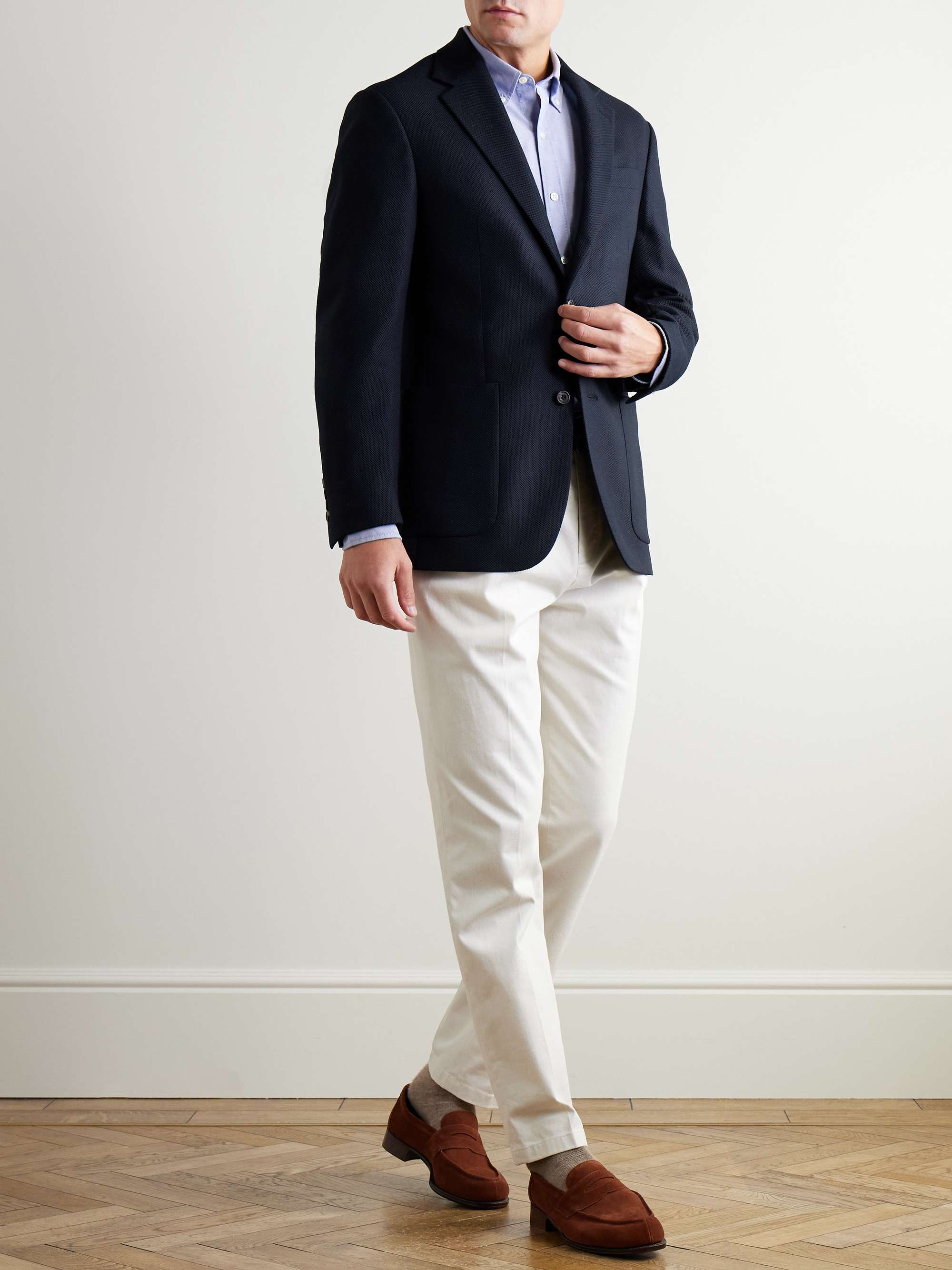 Honeycomb-Knit Virgin Wool-Blend Blazer view