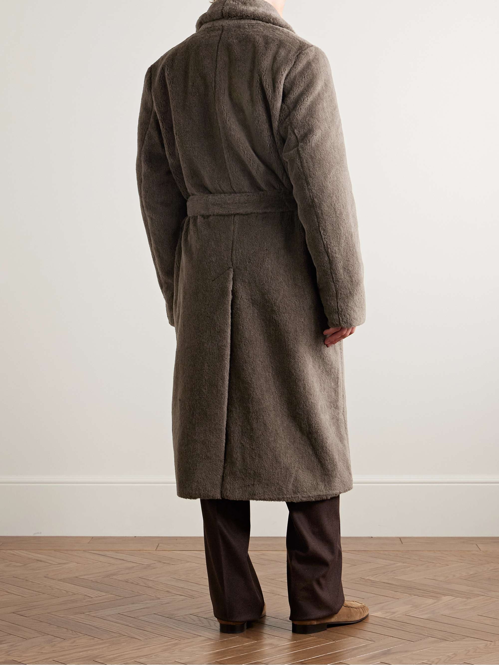 Shawl-Collar Belted Double-Breasted Alpaca Coat view