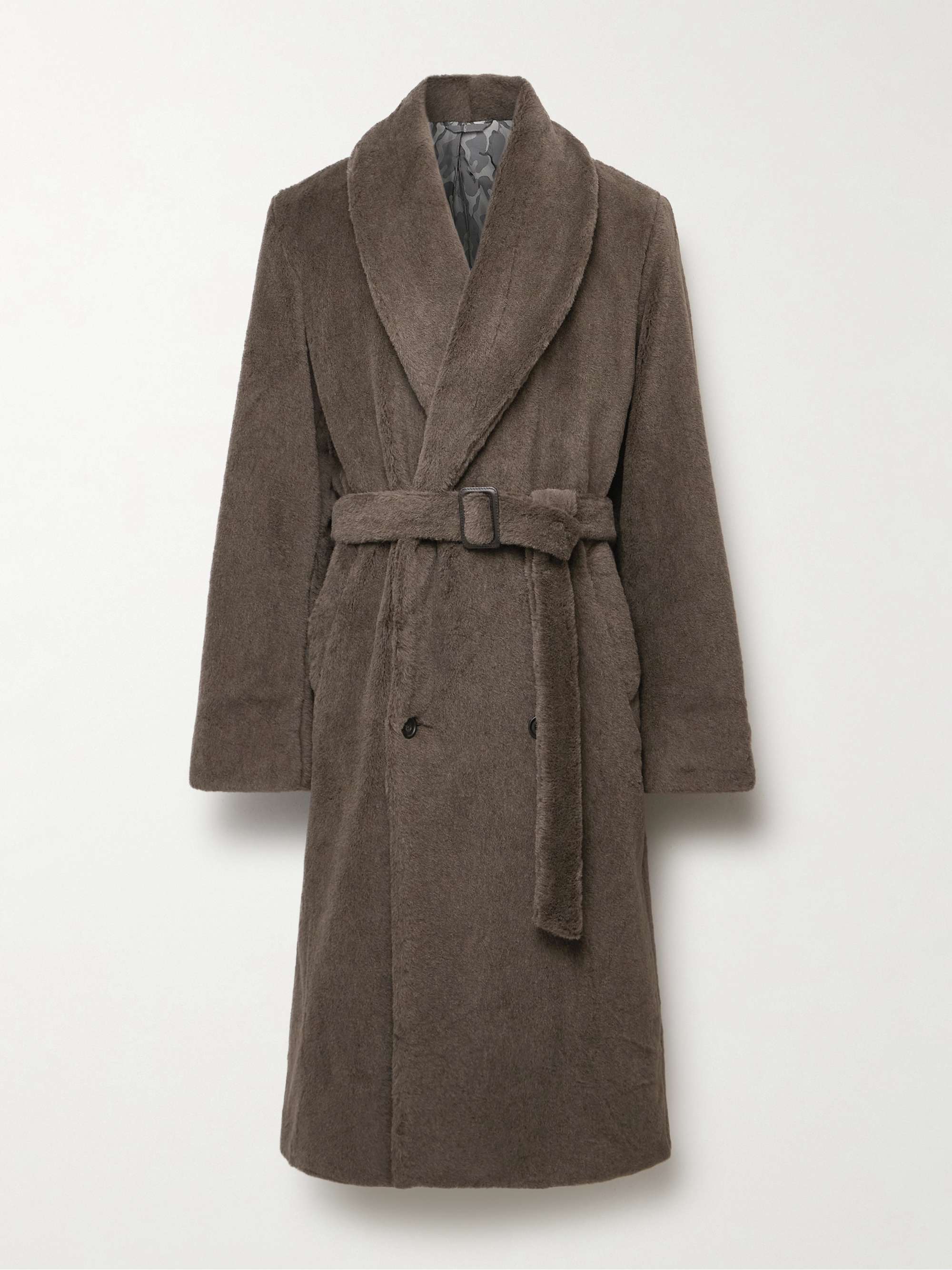 Shawl-Collar Belted Double-Breasted Alpaca Coat view