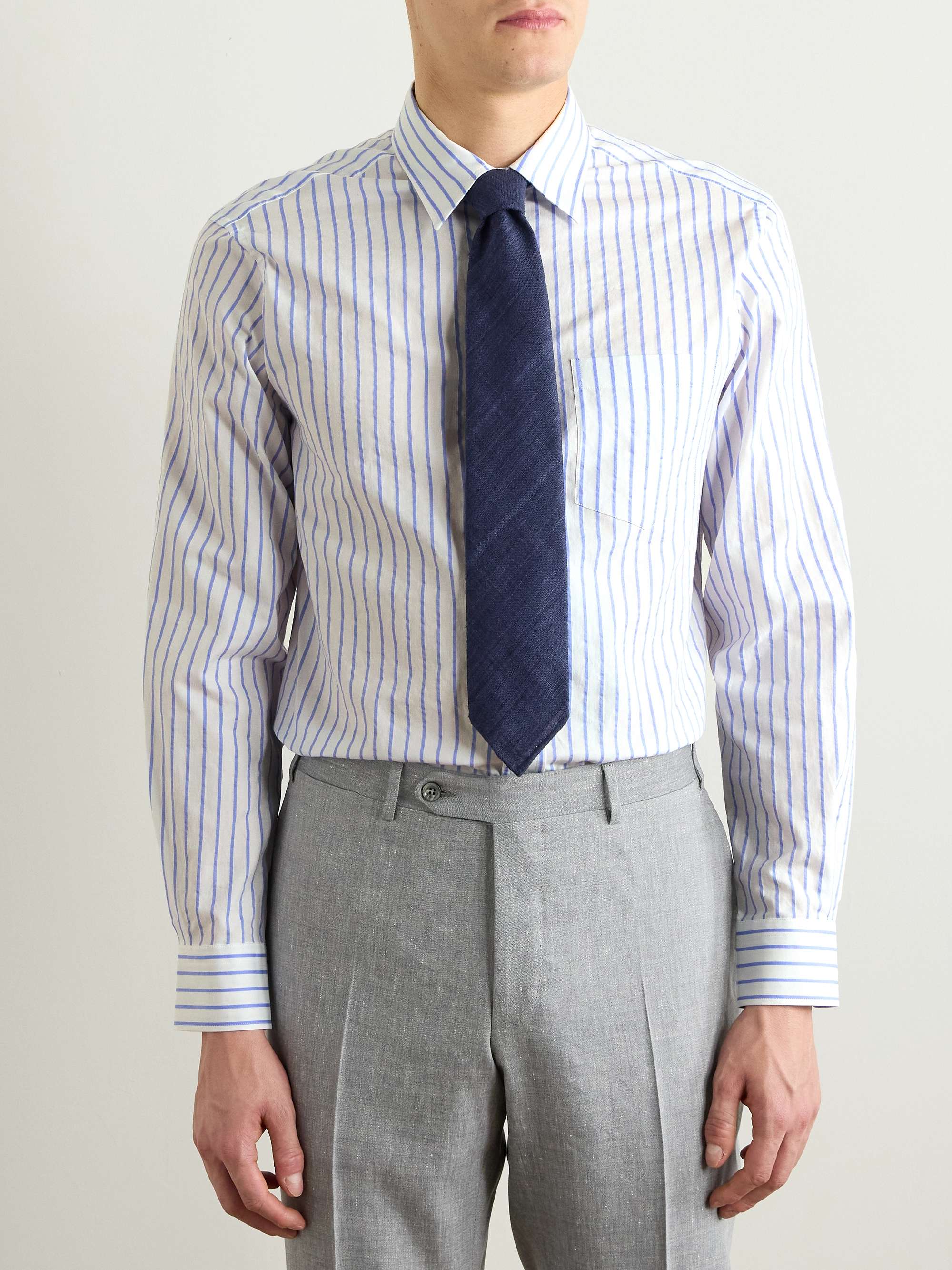 Striped Textured-Cotton Shirt view