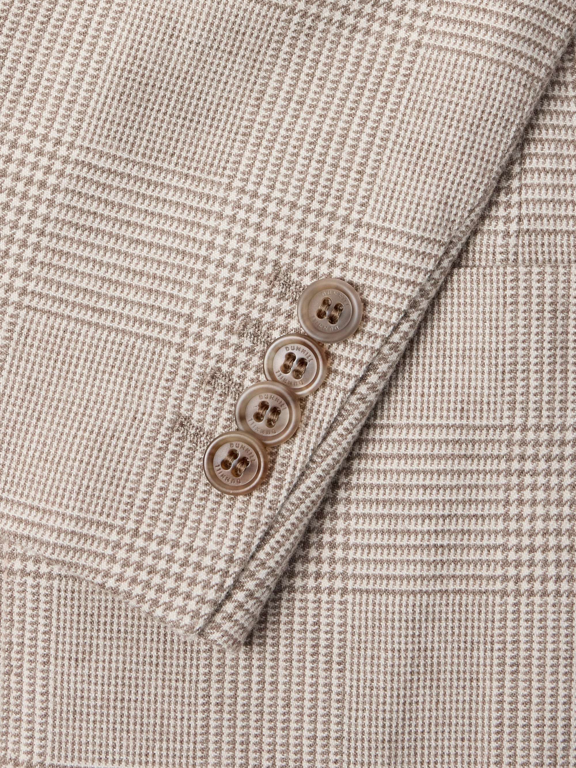 Cavendish Suede-Trimmed Prince of Wales Checked Wool, Silk and Cashmere-Blend Blazer view