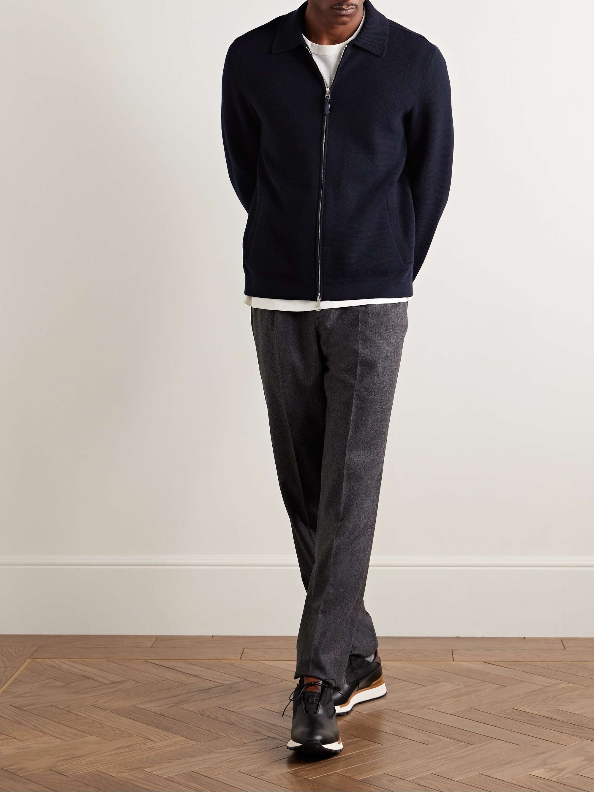 Cotton and Cashmere-Blend Zip-Up Cardigan view