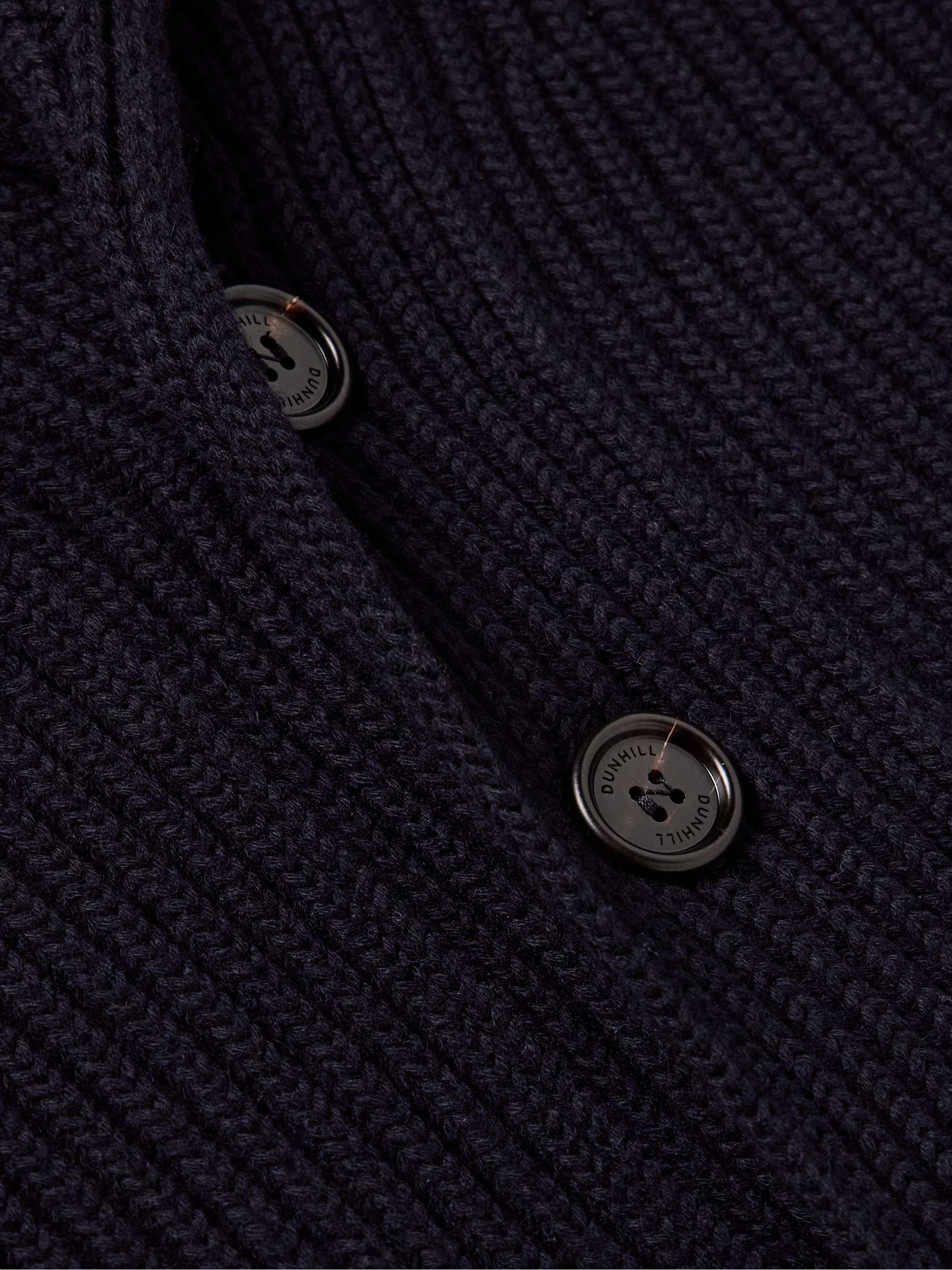Shawl-Collar Ribbed Cotton and Cashmere-Blend Cardigan view