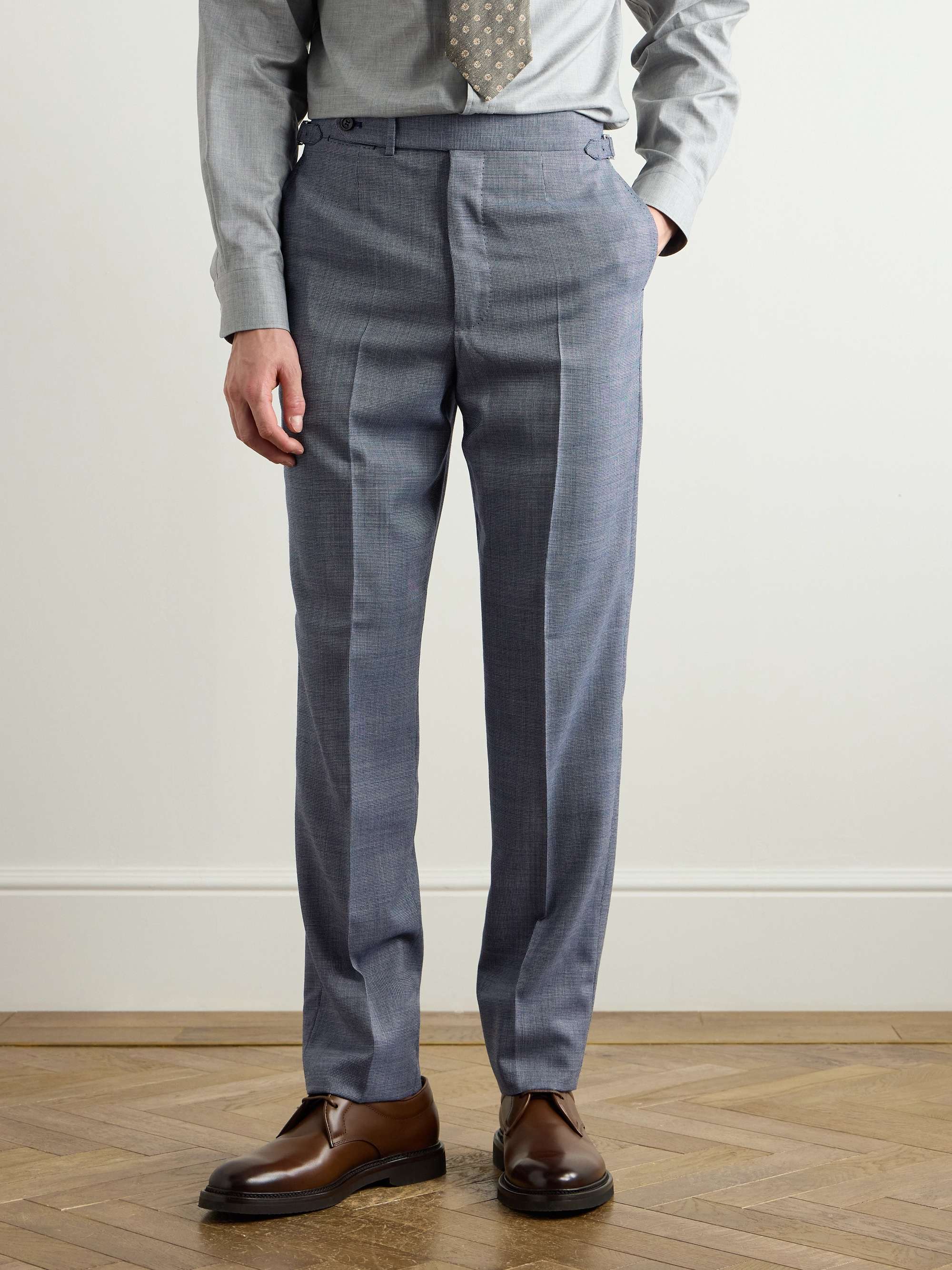 Straight-Leg Nailhead Wool Suit Trousers view