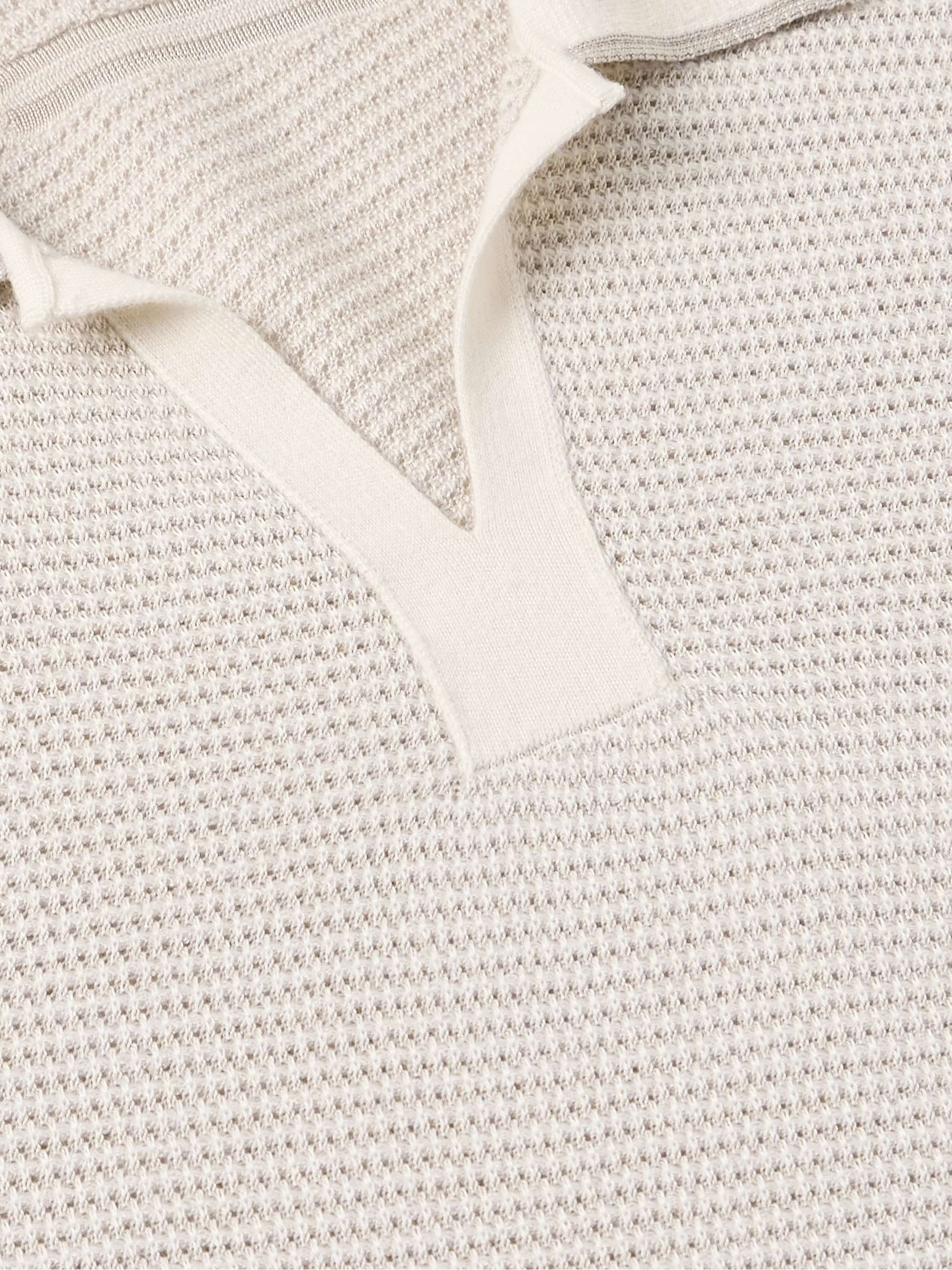 Striped Silk and Cashmere-Blend Polo Shirt view