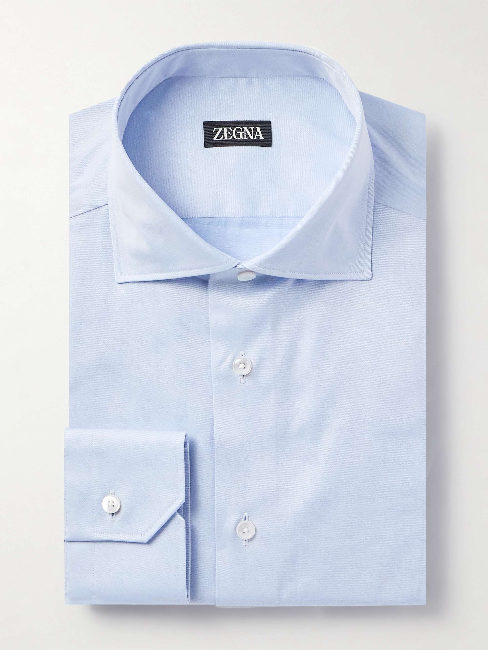 Slim-Fit Cutaway-Collar Striped Cotton Shirt view