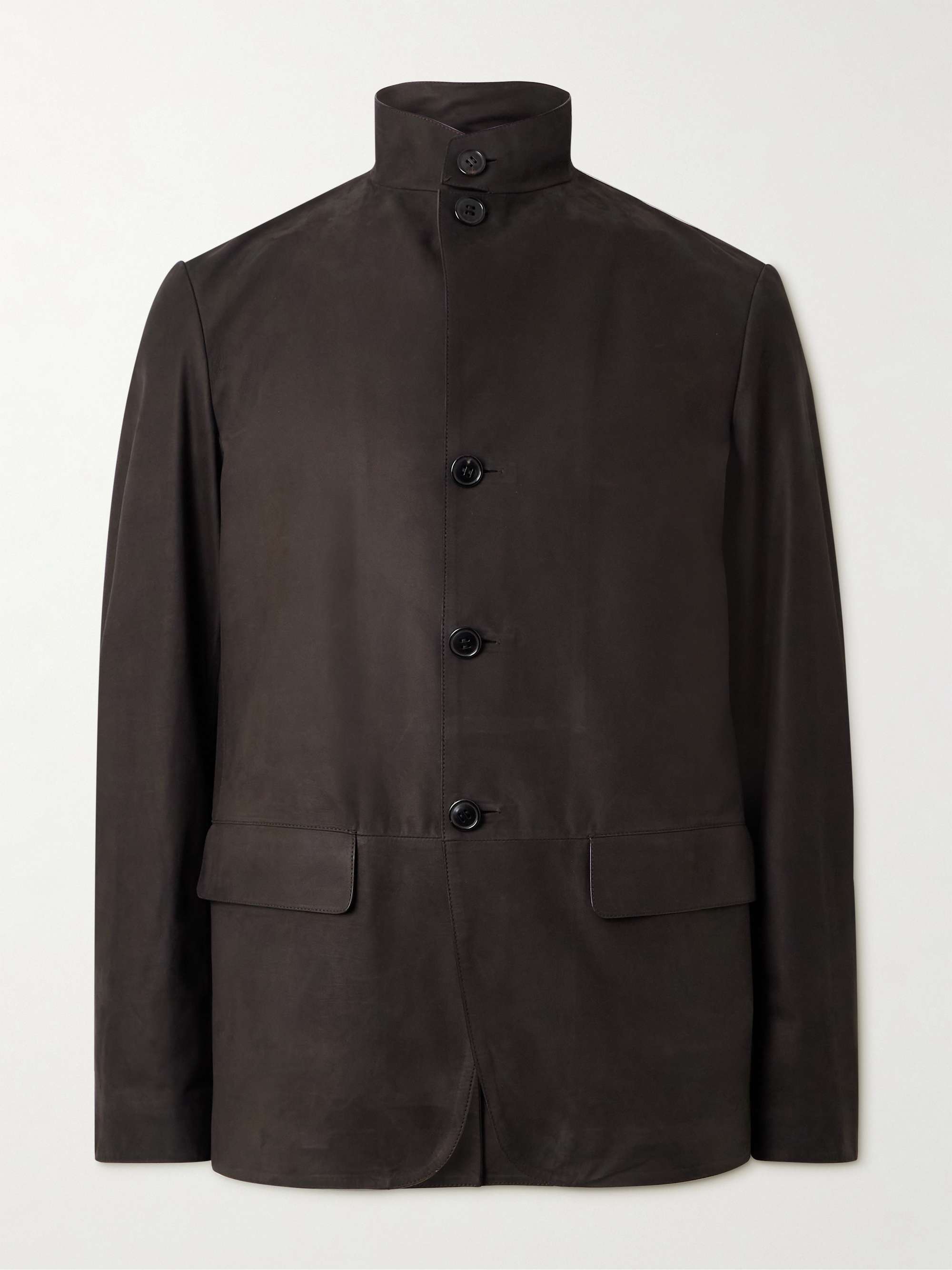 Nehru-Collar Nubuck Jacket view