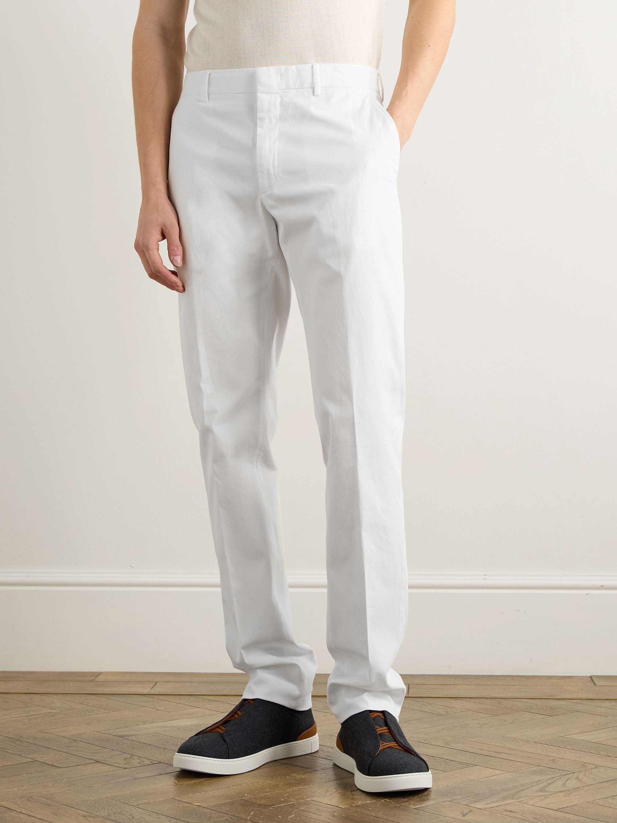 Easy Straight-Leg Garment-Dyed Cotton-Blend Chinos view