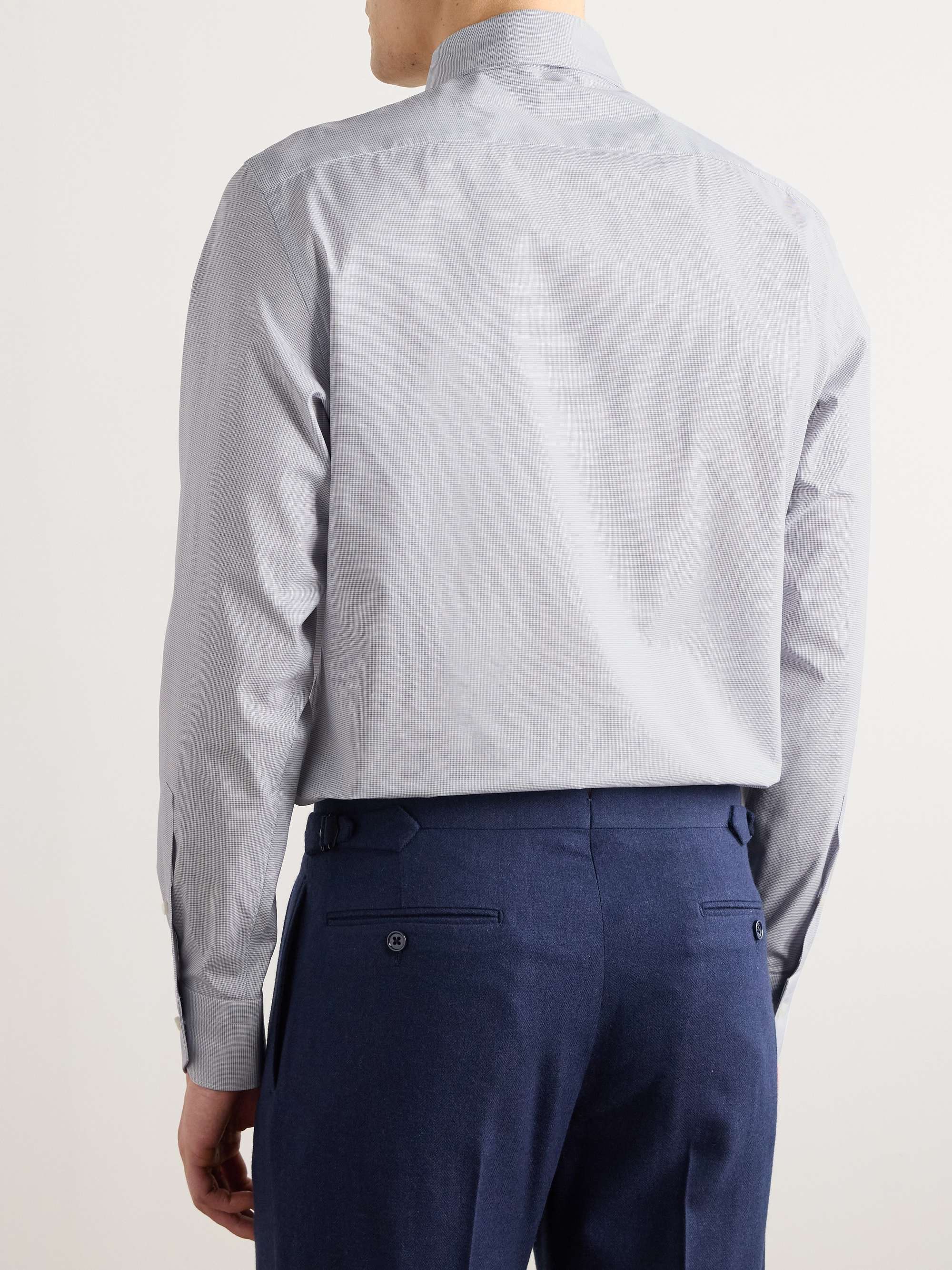 Cutaway-Collar Checked Cotton Shirt view