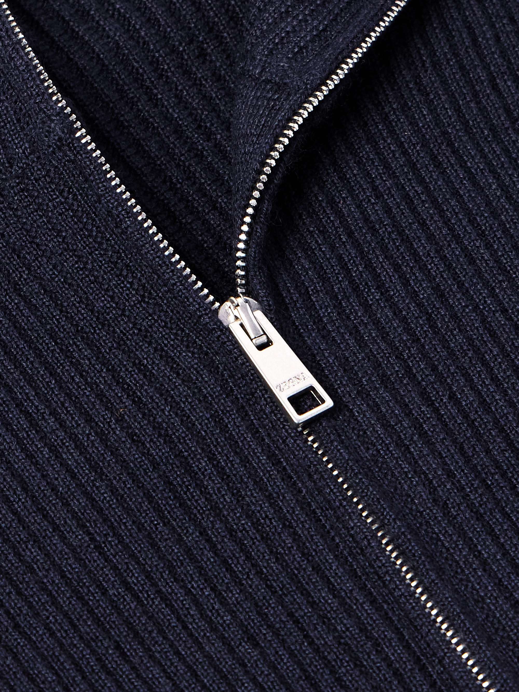 Ribbed Cashseta Zip-Up Sweater view