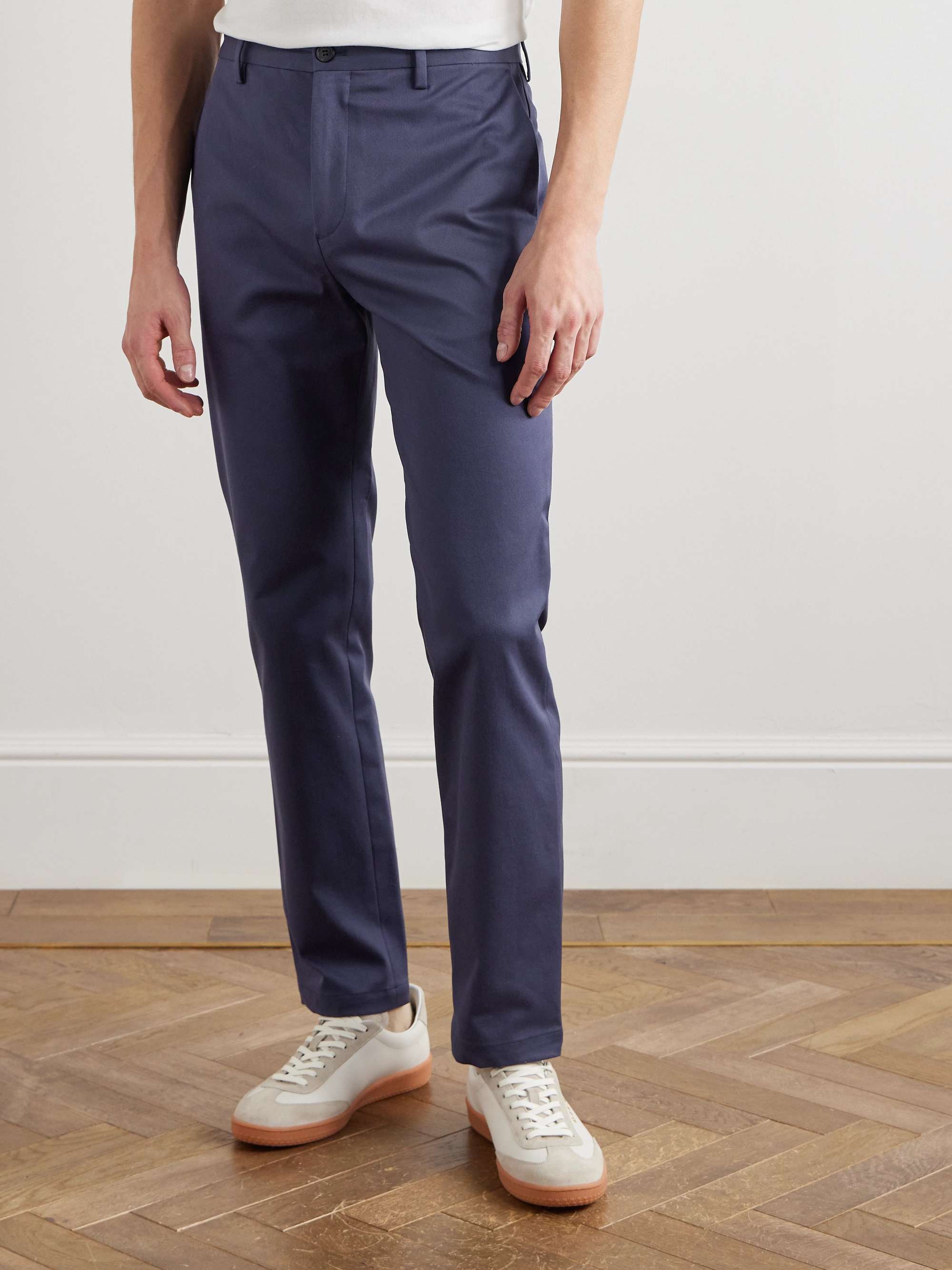 Slim-Fit Straight-Leg Stretch-Cotton Twill Trousers view