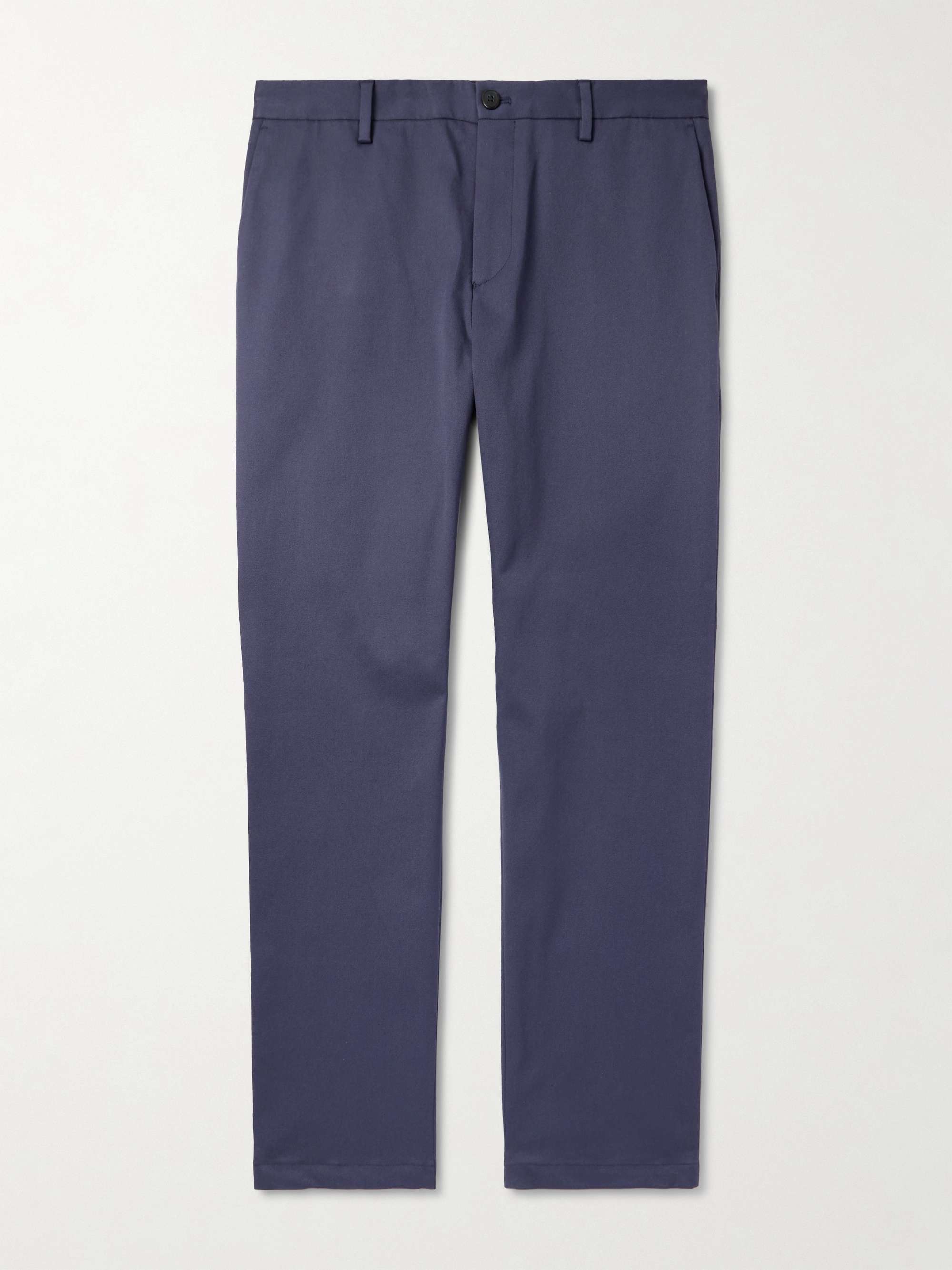 Slim-Fit Straight-Leg Stretch-Cotton Twill Trousers view