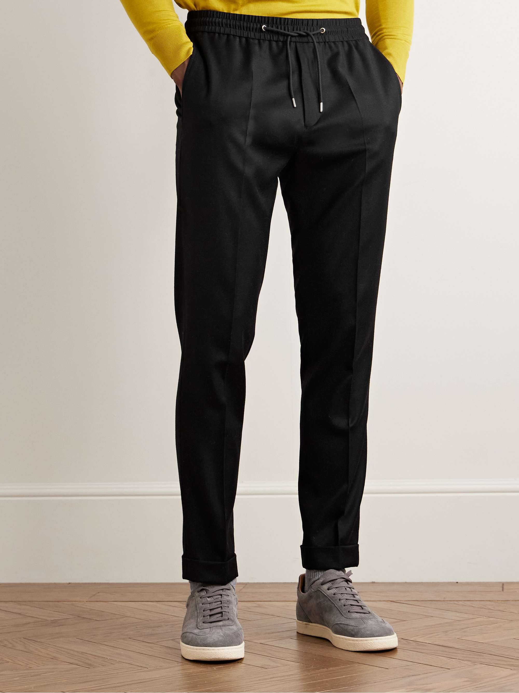 Slim-Fit Wool and Cashmere-Blend Flannel Drawstring Trousers view