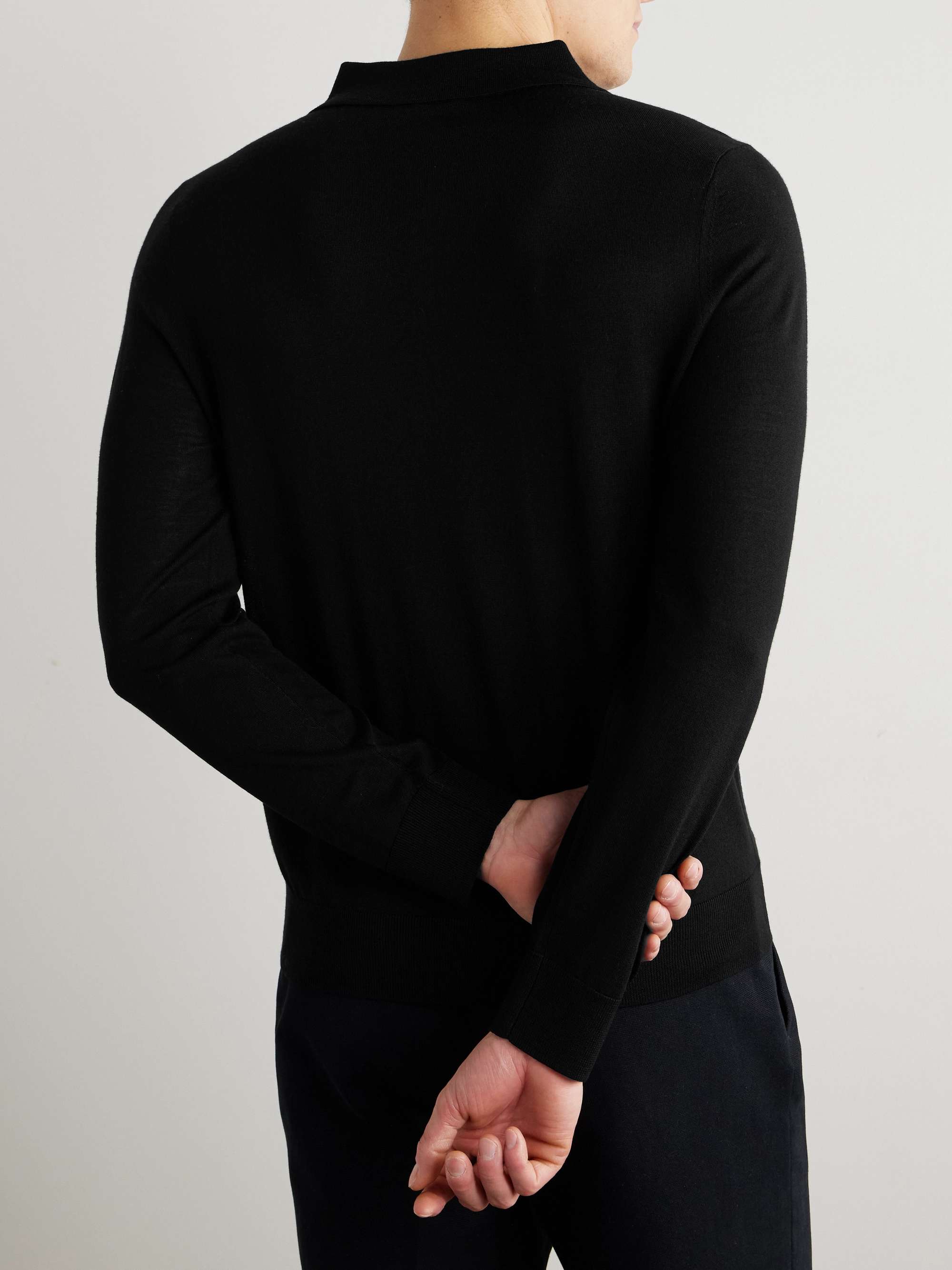 Logo-Embroidered Wool Polo Shirt view
